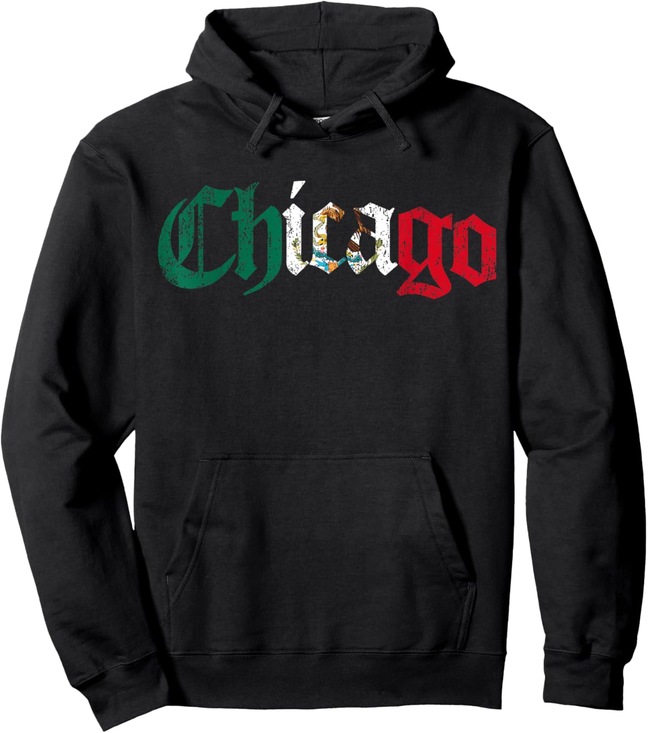 Vintage Chicago Mexican Flag Mexico Hoodie - Hoodie | Black