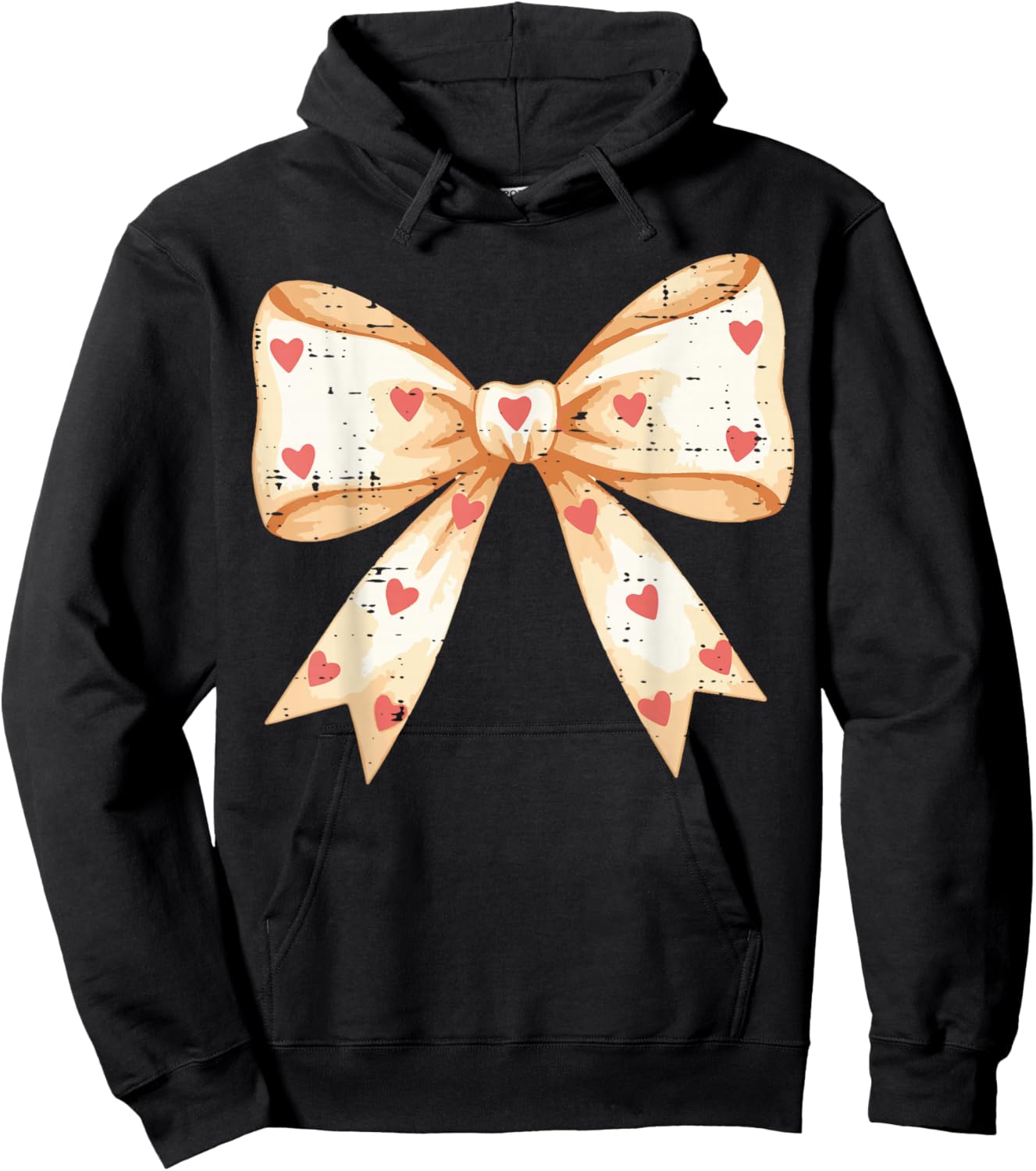 Valentines Day Coquette Bow Hearts Ribbon Girls Kids Women Hoodie - Hoodie | Black