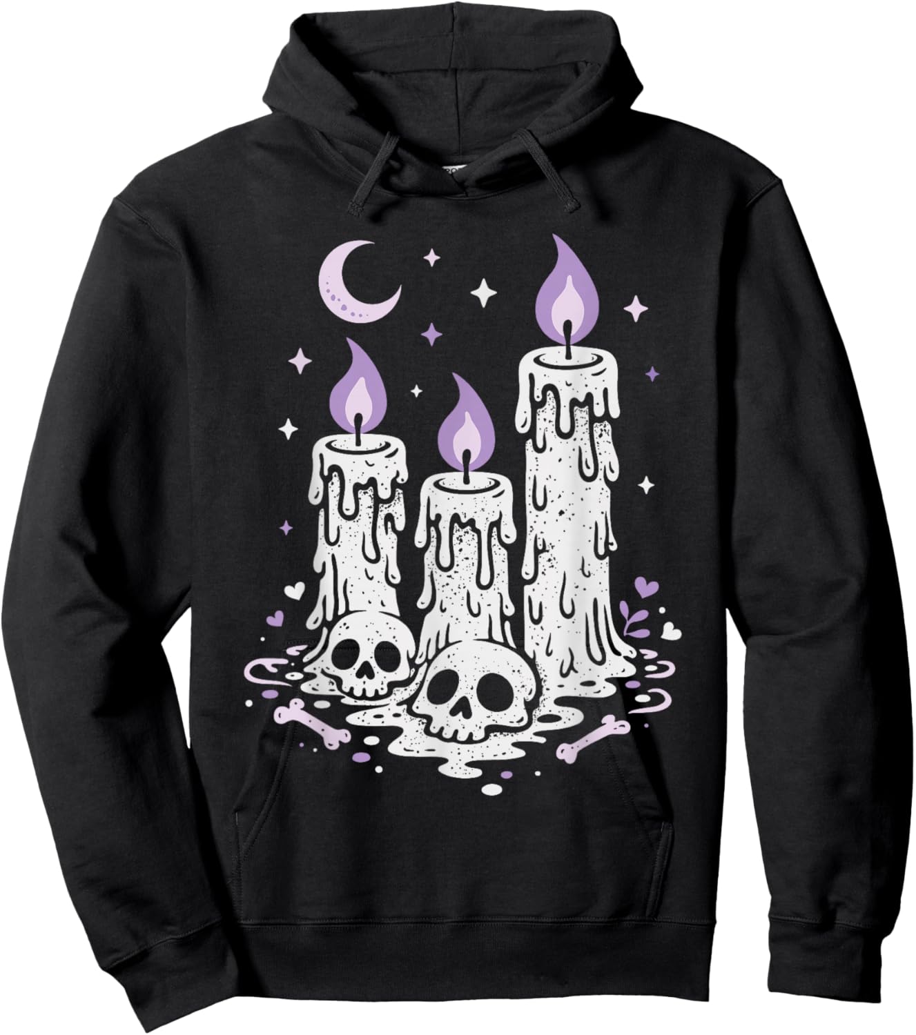 Creepy Cute Skull Candles Purple Pastel Goth Alt Aesthetic Hoodie - Hoodie | Black