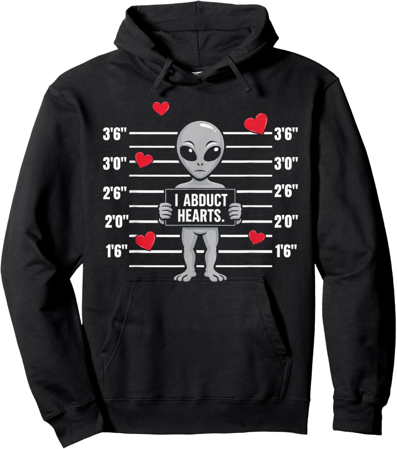 Cute Alien I Abduct Hearts Funny Valentine’s Day Love Hoodie - Hoodie | Black