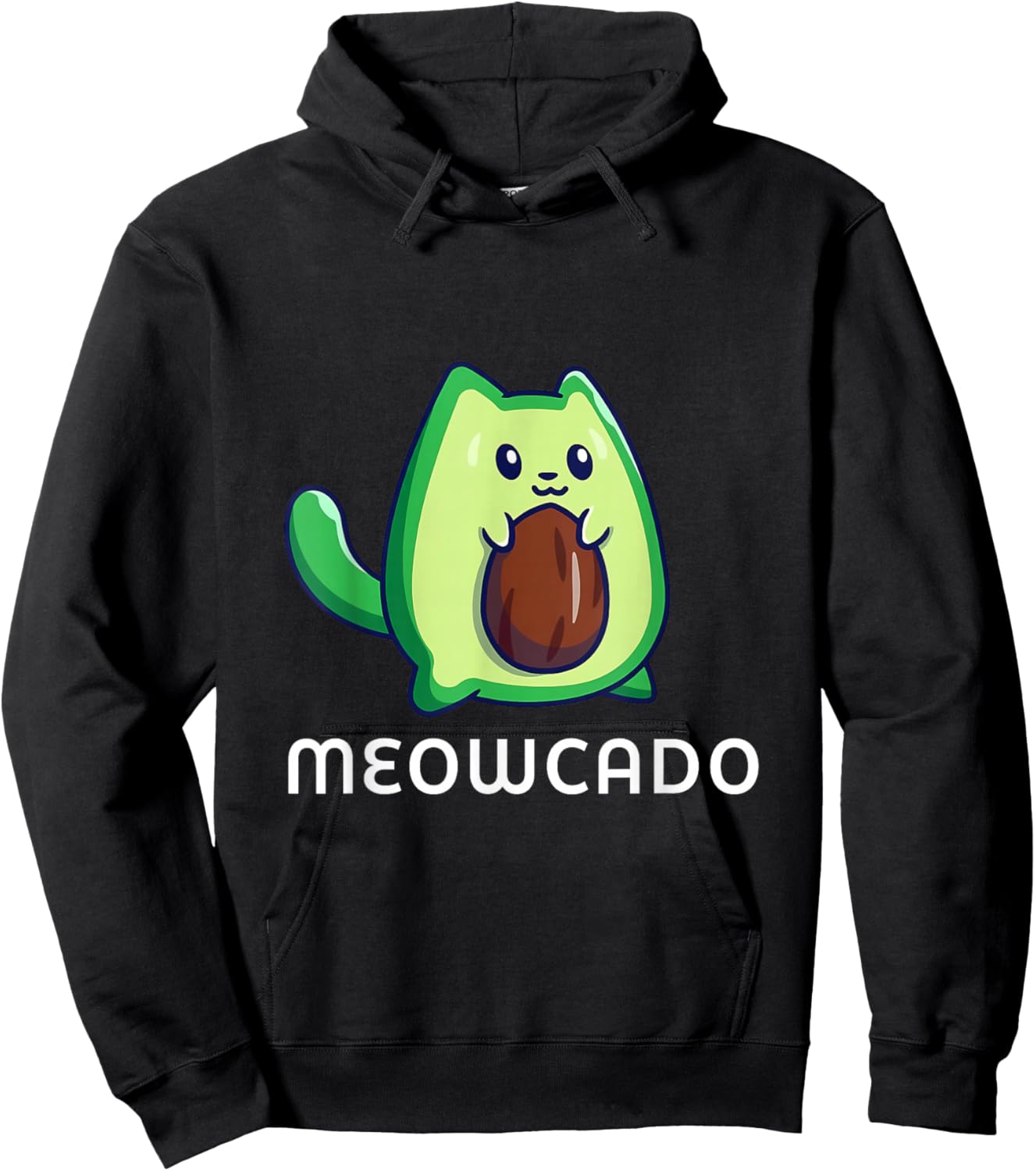 Meowcado Avocado Cat Funny Cute Kawaii Animal Meme Hoodie - Hoodie | Black