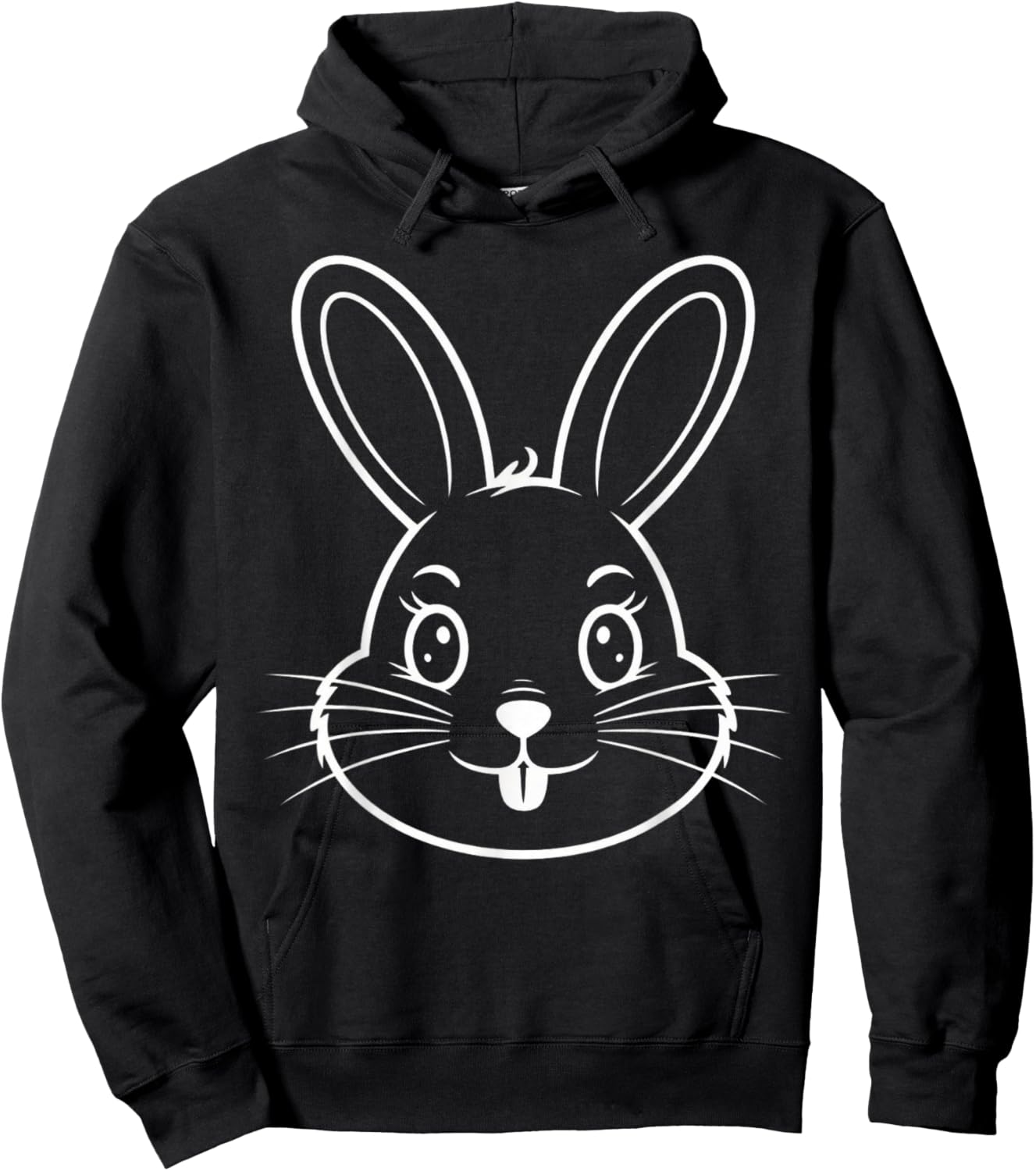 Cute Winking Bunny Face Rabbit Outline Easter Hoodie - Hoodie | Black