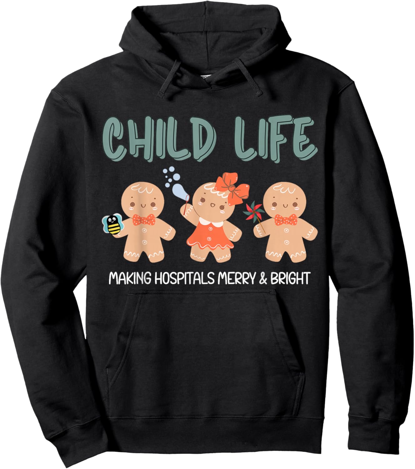 Christmas Child Life Specialist Gingerbread CLS CCLS Therapy Hoodie - Hoodie | Black
