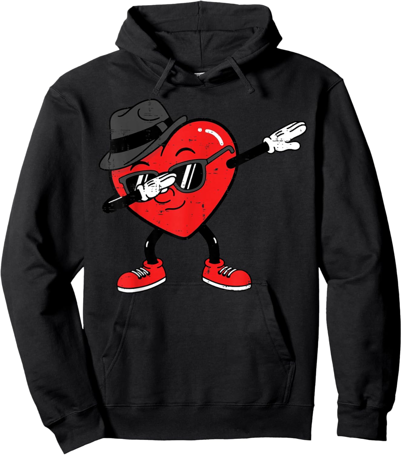 Valentines Day Heart Fedora Hat Dab Boys Kids Men Women Hoodie - Hoodie | Black