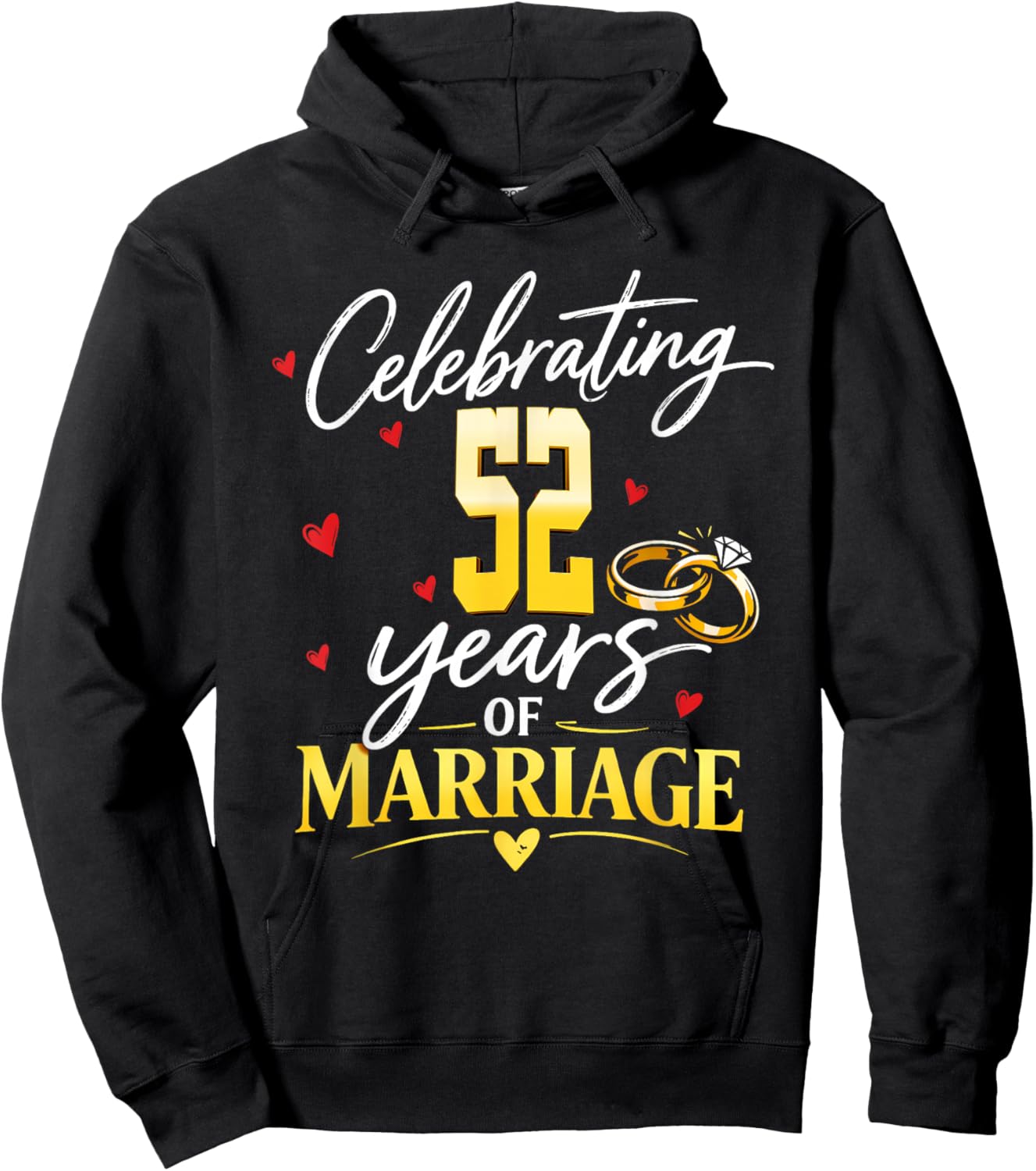 Celerating 1974 52th 52 Years Wedding Anniversary Hoodie - Hoodie | Black