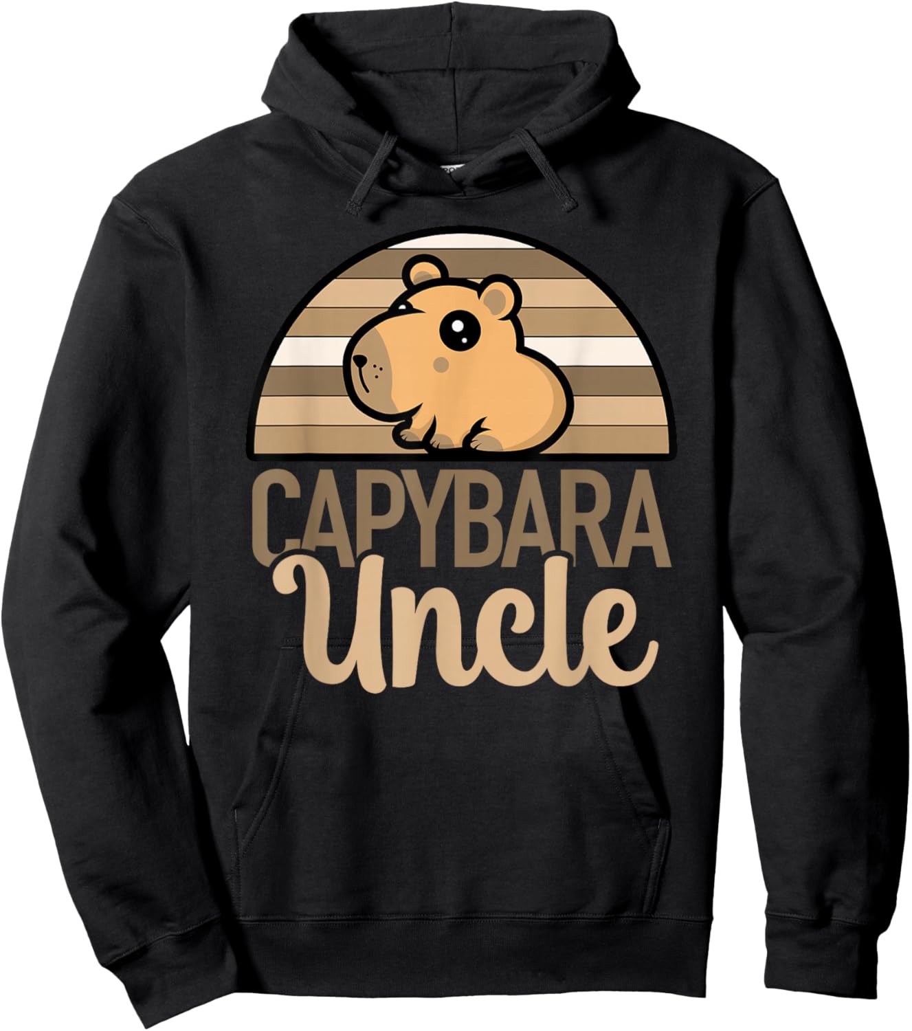 Retro Sunset Capybara Uncle Hoodie - Hoodie | Black