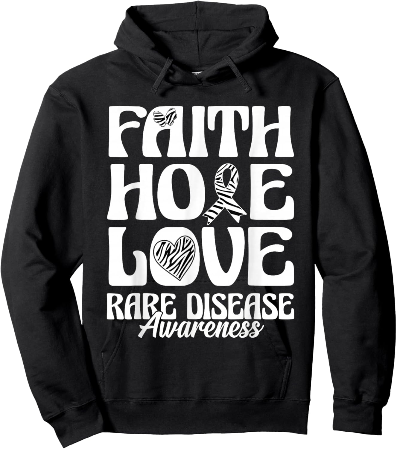 Rare Disease Awareness Faith Hope Love Hoodie - Hoodie | Black