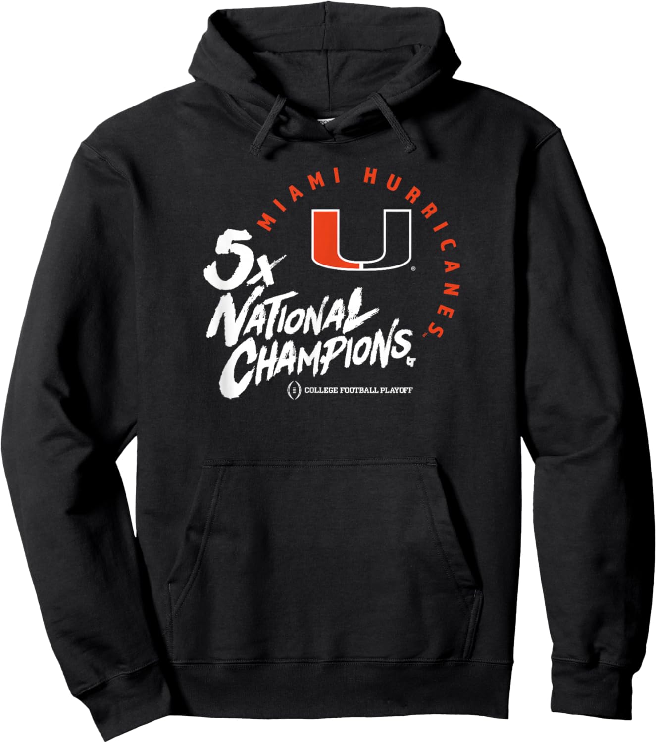 Miami Hurricanes 2025 College Football Playoff 5X Champions Hoodie - Hoodie | Black