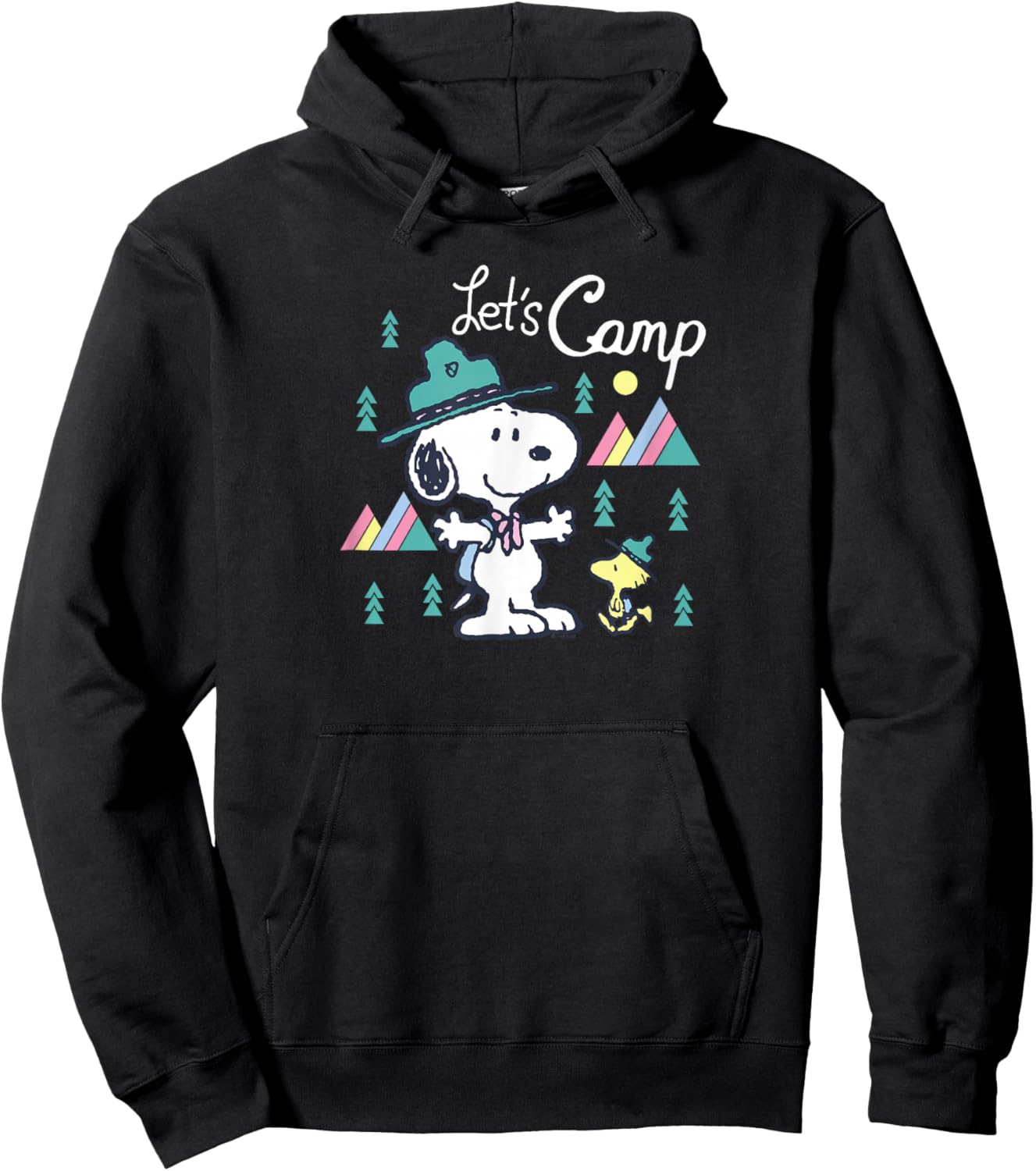 Snoopy & Woodstock - Beagle Scout - Lets Camp Hoodie - Hoodie | Black