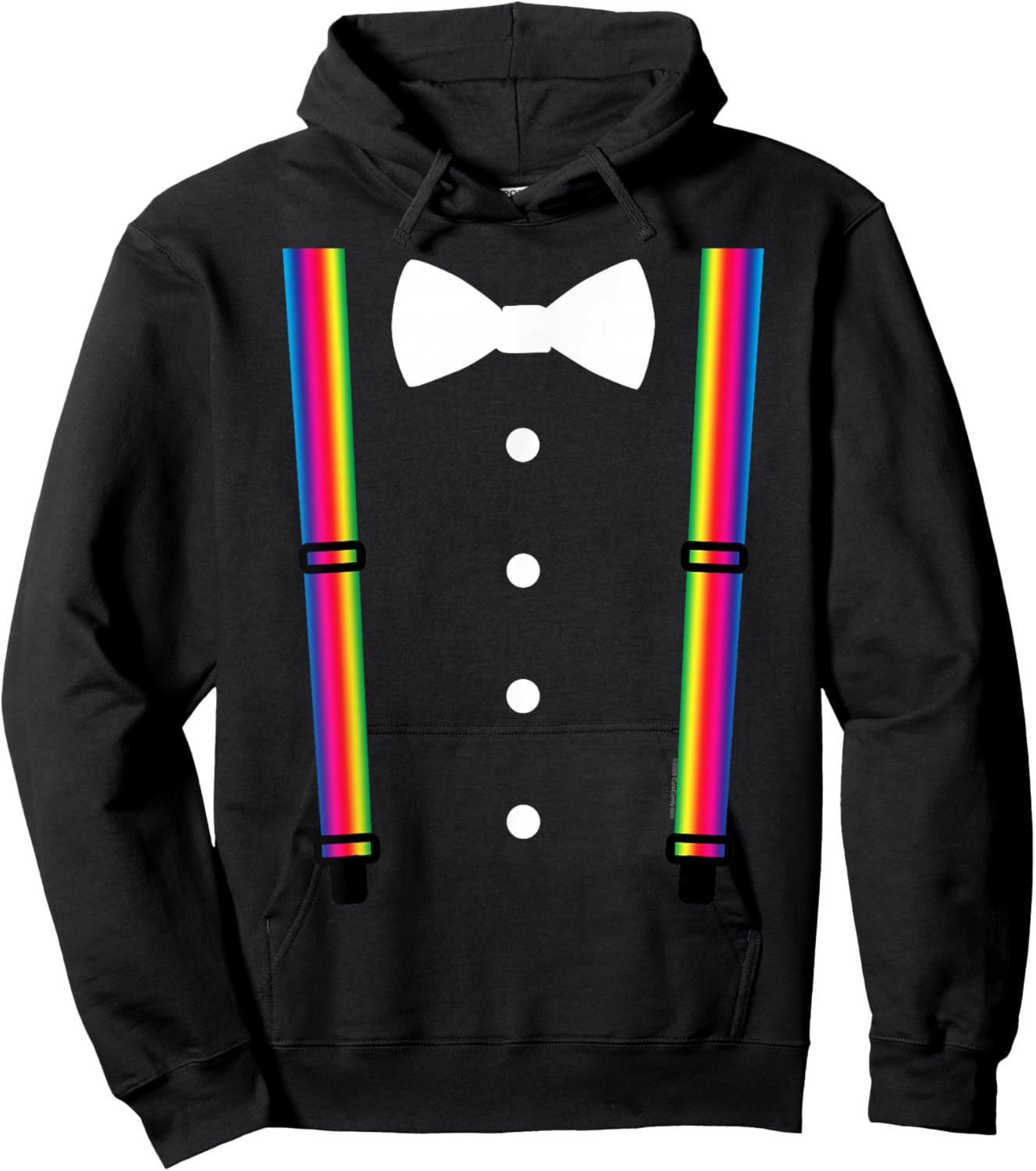 Tuxedo Rainbow Suspenders Clown Magician Halloween Costume Hoodie - Hoodie | Black