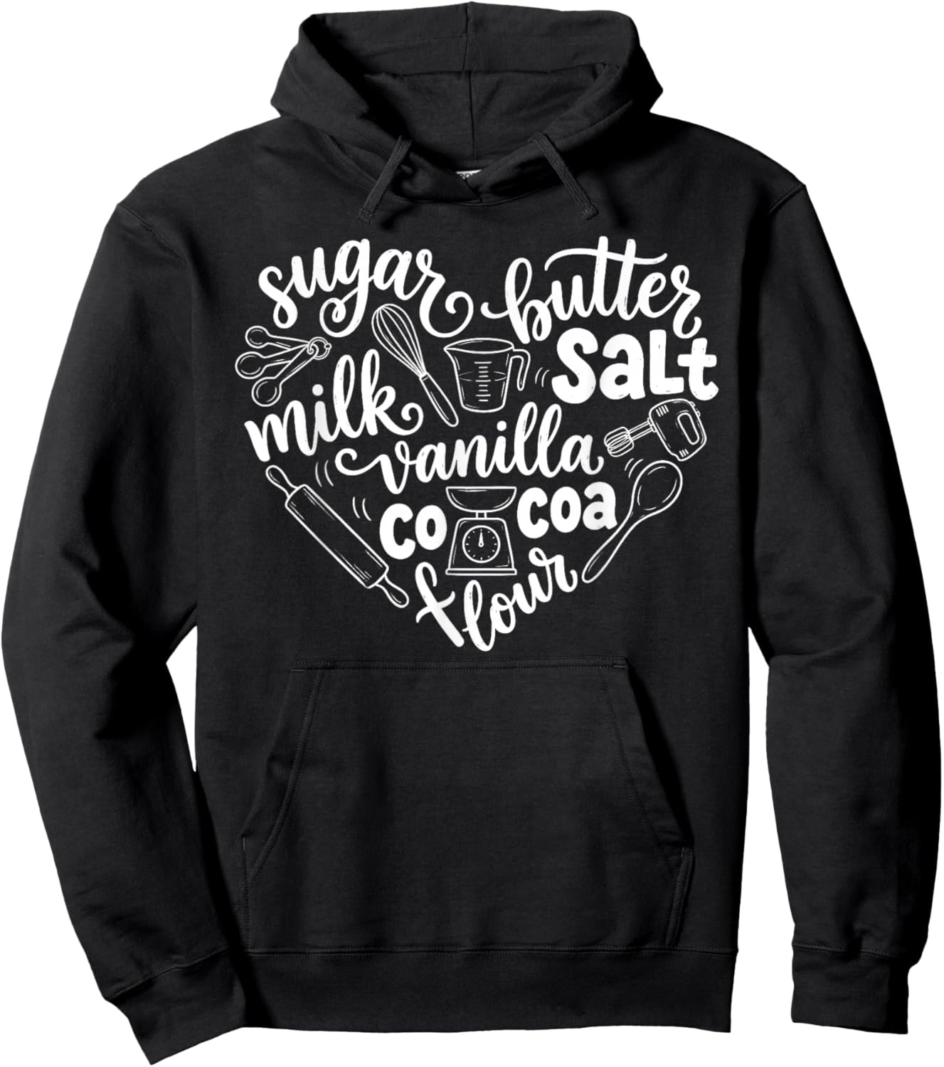 Baking Heart Funny Pastry Chef Baker Baking Cook Women Men Hoodie - Hoodie | Black