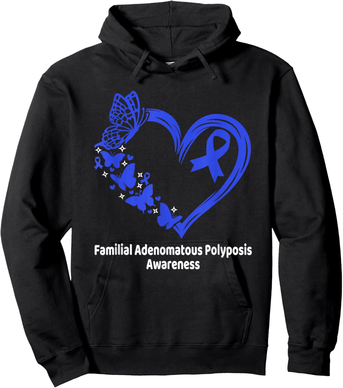 Familial Adenomatous Polyposis FAP Awareness Heart Butterfly Hoodie - Hoodie | Black