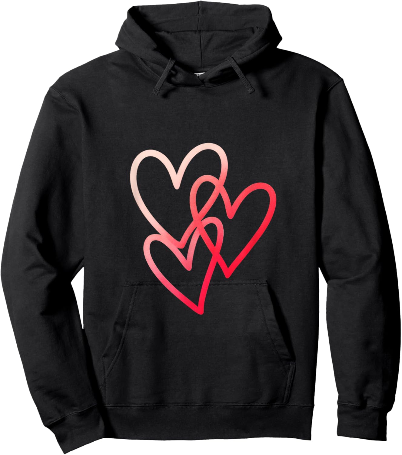 Heart Overlap - Valentines Day Love Design Hoodie - Hoodie | Black