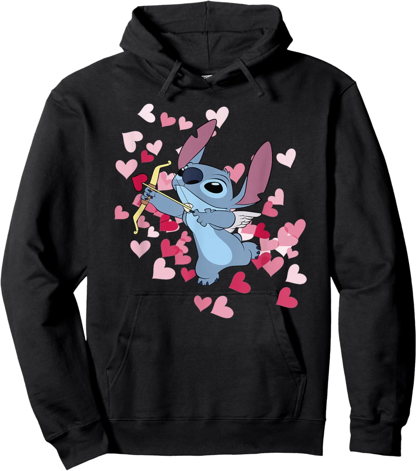 Disney Lilo & Stitch Valentine's Day Cute Cupid Stitch Hoodie - Hoodie | Black