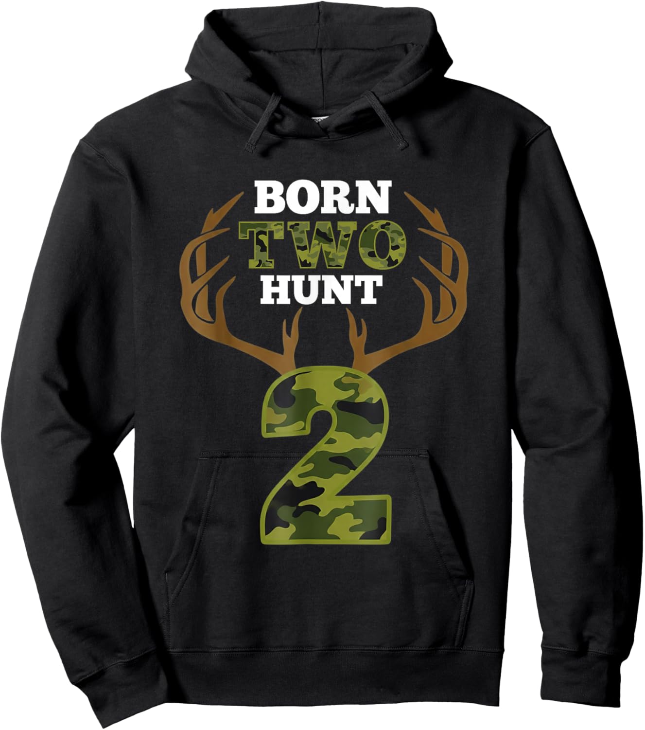 Born 2 Hunt 2nd Birthday Hunting 2 Year Old Boy Second Bday Hoodie - Hoodie | Black