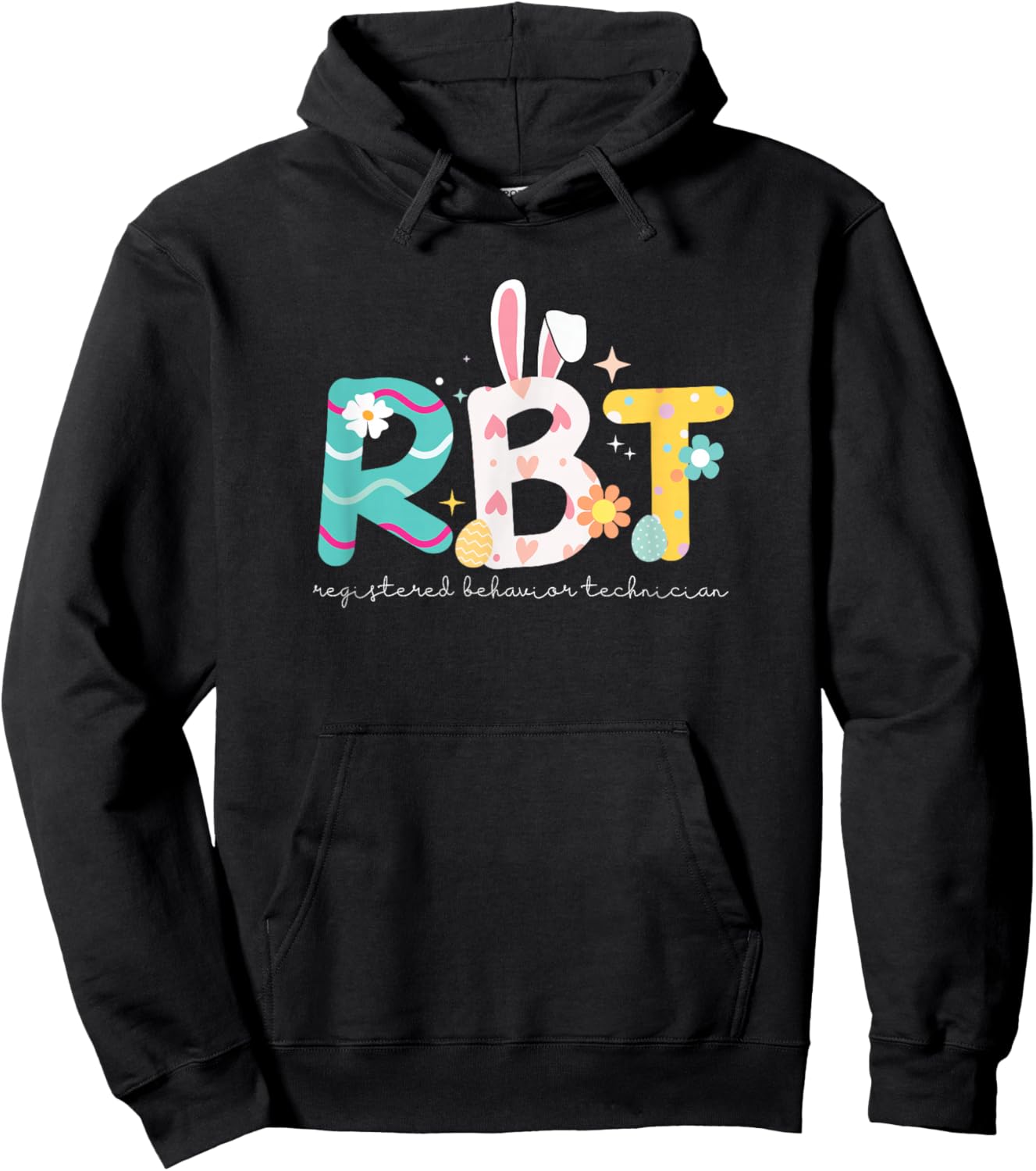 ABA Behavior Analyst Autism Therapy Easter Egg RBT Floral Hoodie - Hoodie | Black