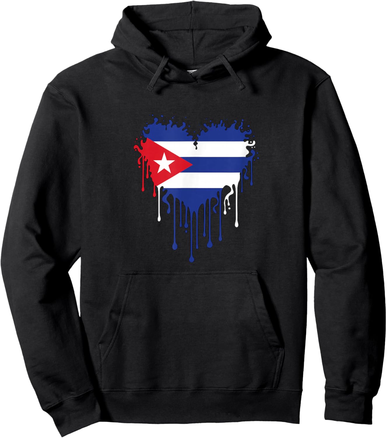 Cuba Flag Heart Drip Hispanic Heritage Cuban Pride Hoodie - Hoodie | Black