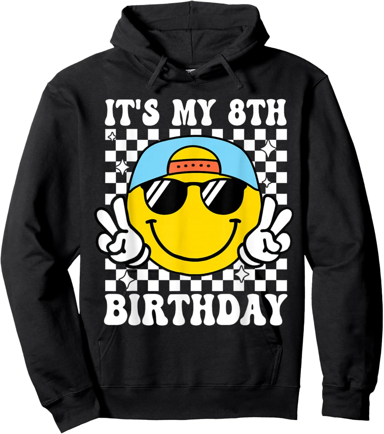 Its My 8th Birthday Smile face 8 Years Old Boys Girls Hoodie - Hoodie | Black