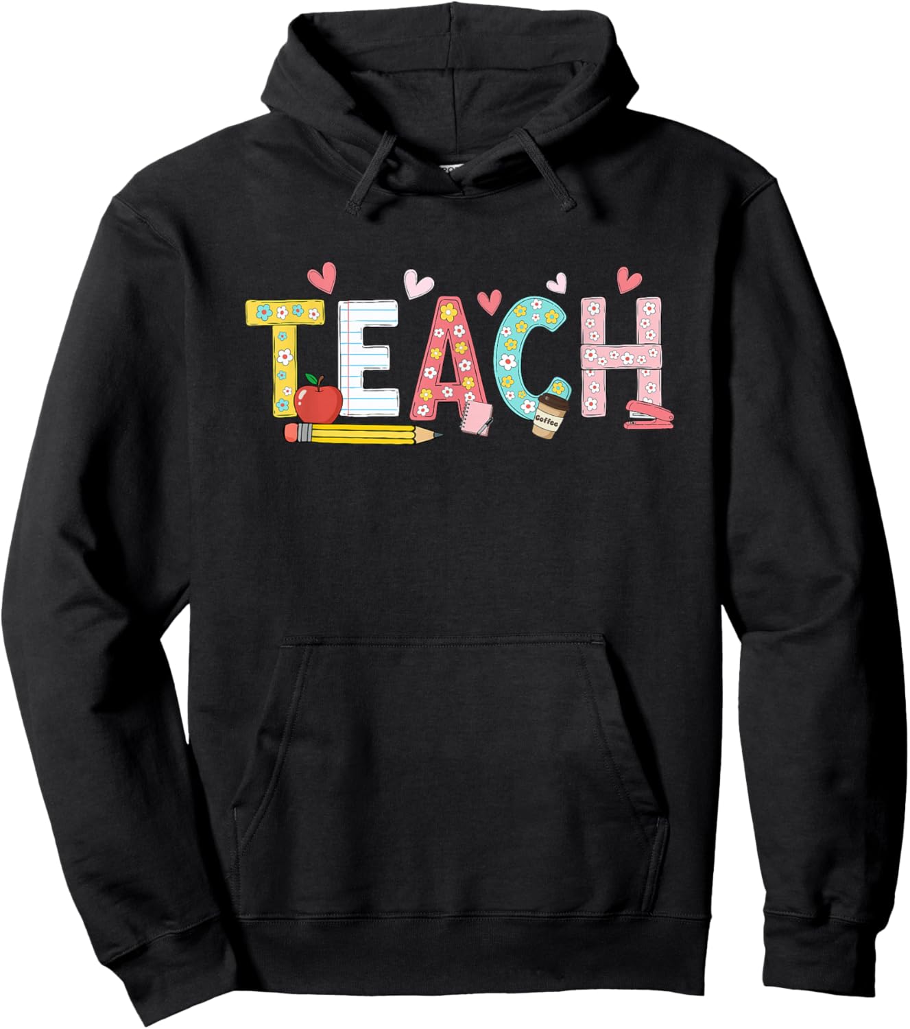 Teach Back to School Cute Teacher Teachers Hoodie - Hoodie | Black
