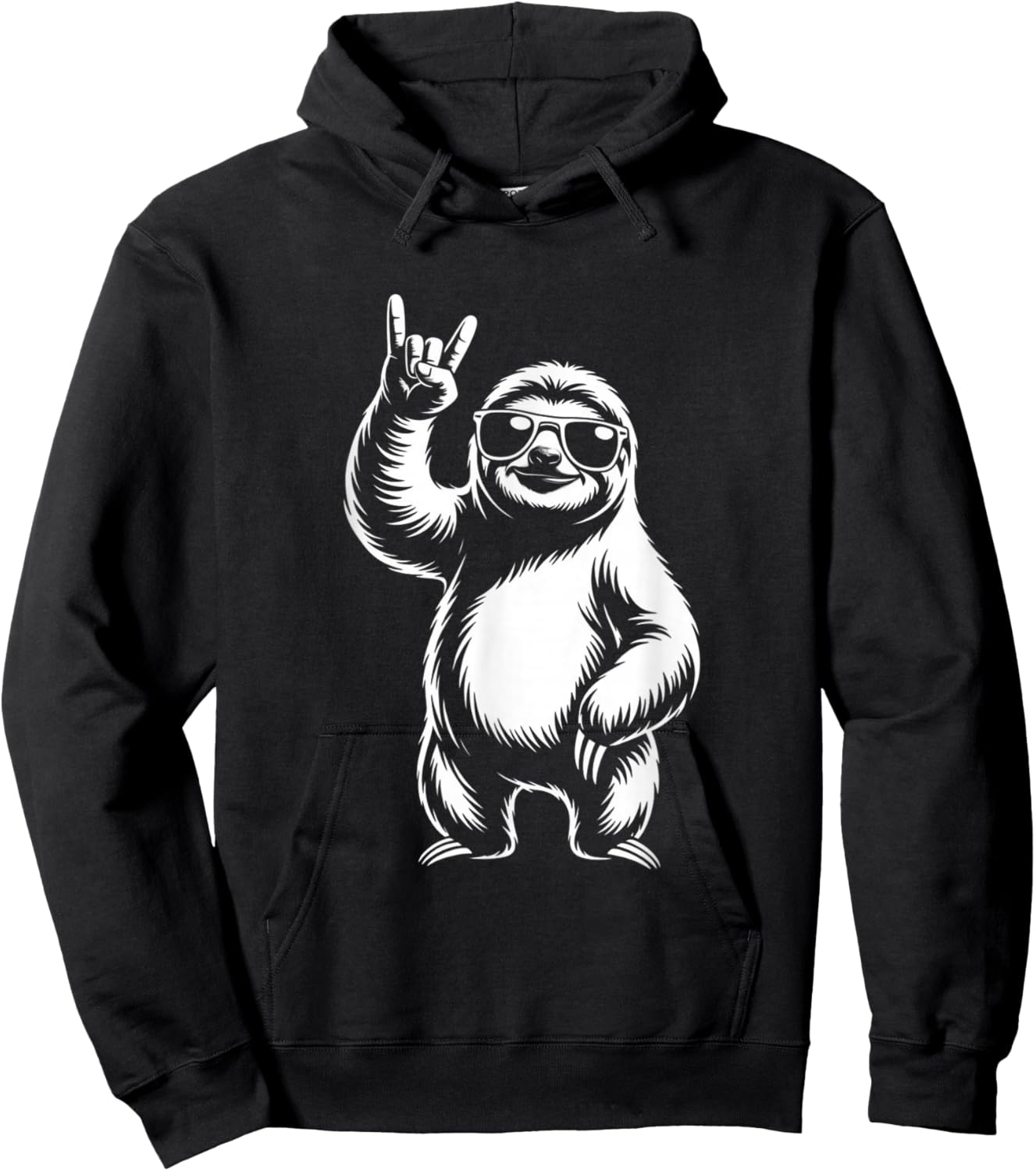 Funny Retro Sloth Rock Music Animal Lover Gifts Hoodie - Hoodie | Black