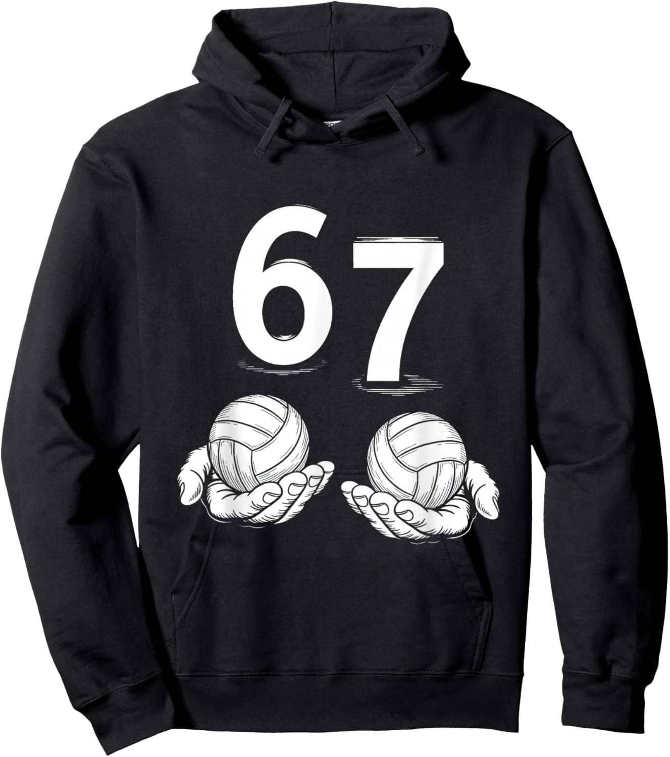 Volleyball Meme 67 Six Seven Funny Number Humor Gen Alpha Hoodie - Hoodie | Black