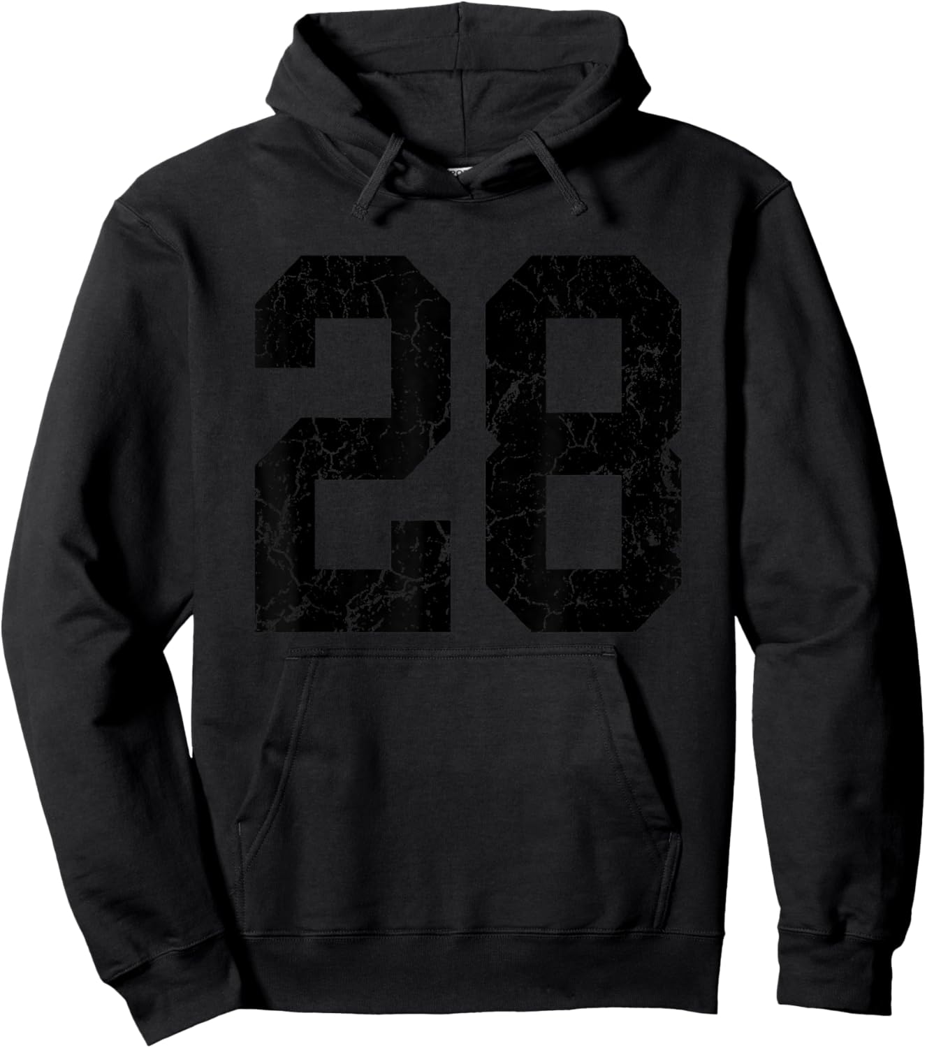 Distressed Black Number 28 Jersey Player Uniform #28 Fan Hoodie - Hoodie | Black