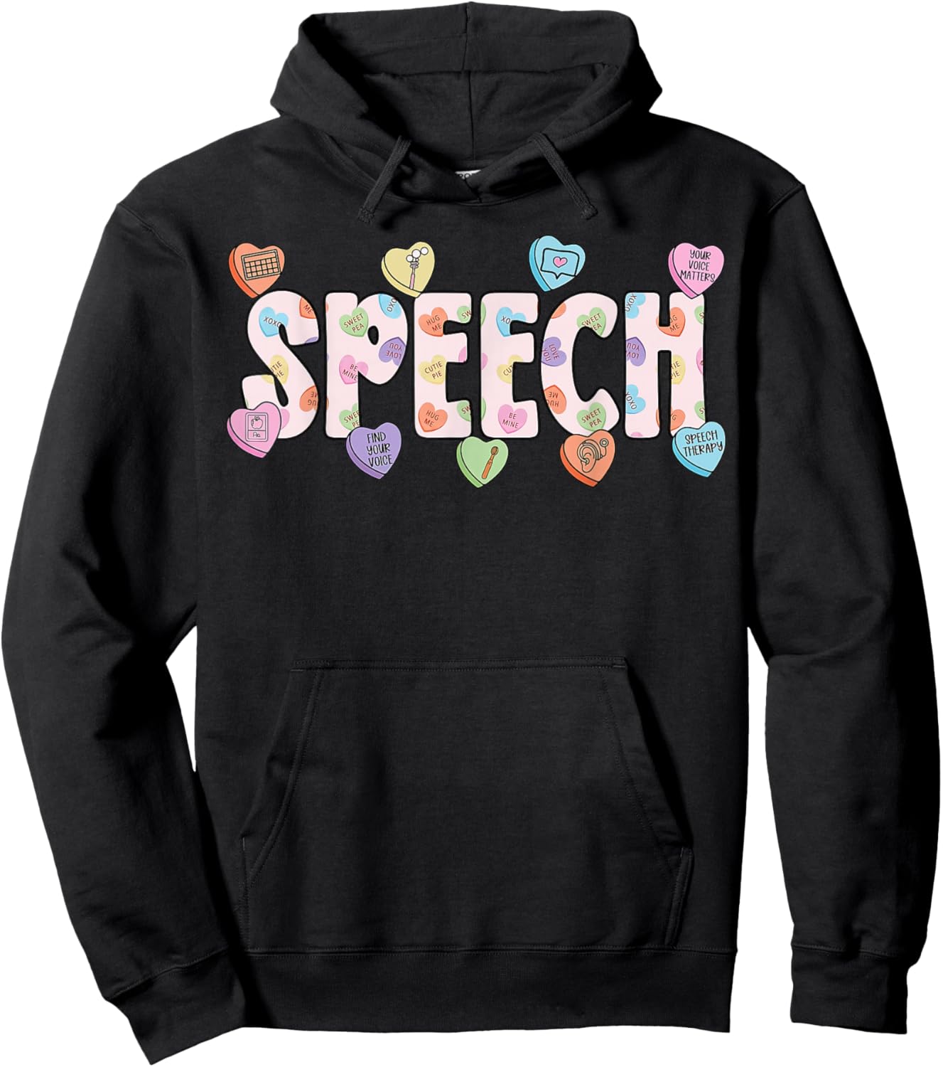 Speech Language Pathologist Valentines Day SLP Therapy Hoodie - Hoodie | Black