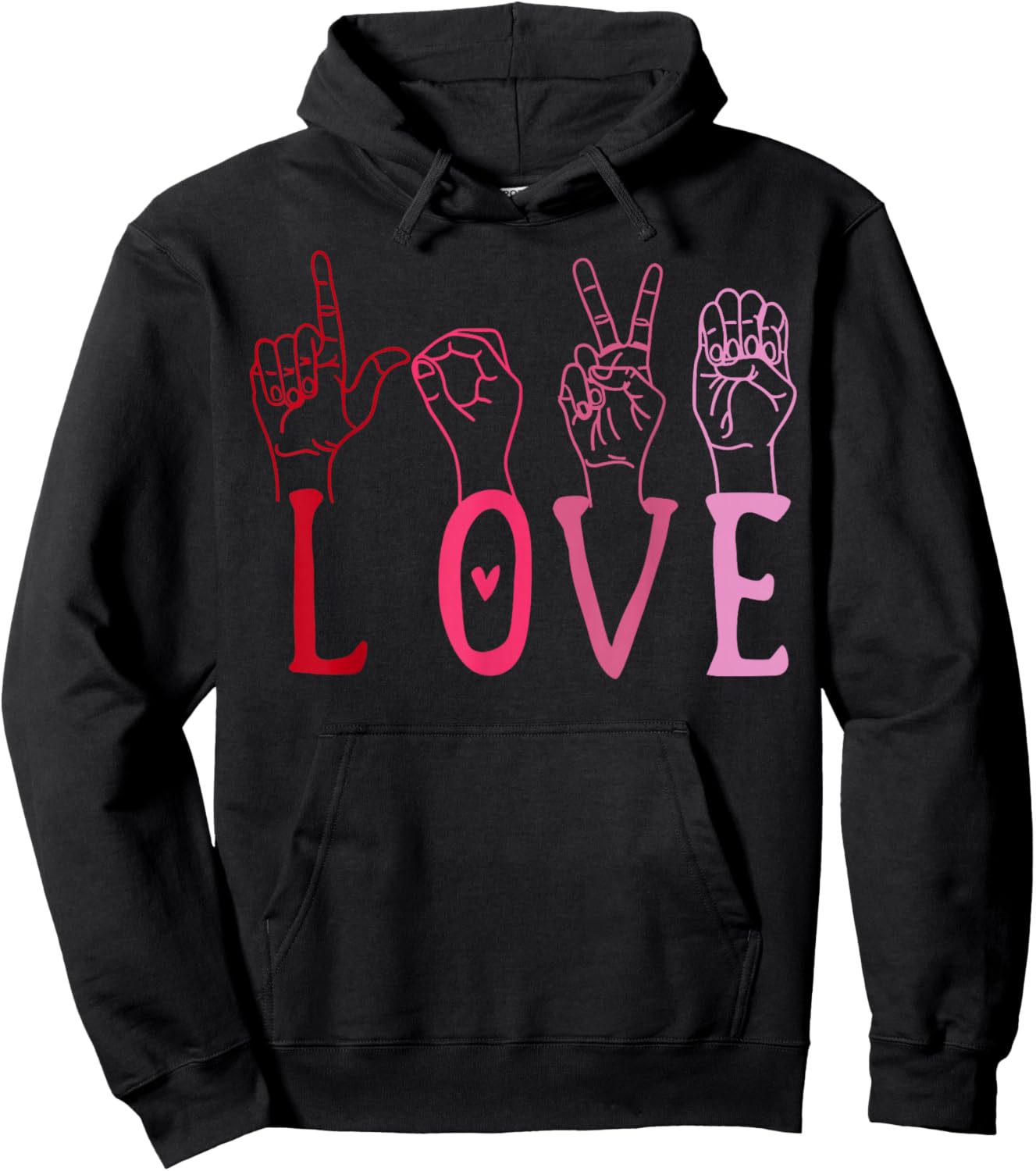 Vintage Valentine's Day Sign Language ASL Love Gift Hoodie - Hoodie | Black