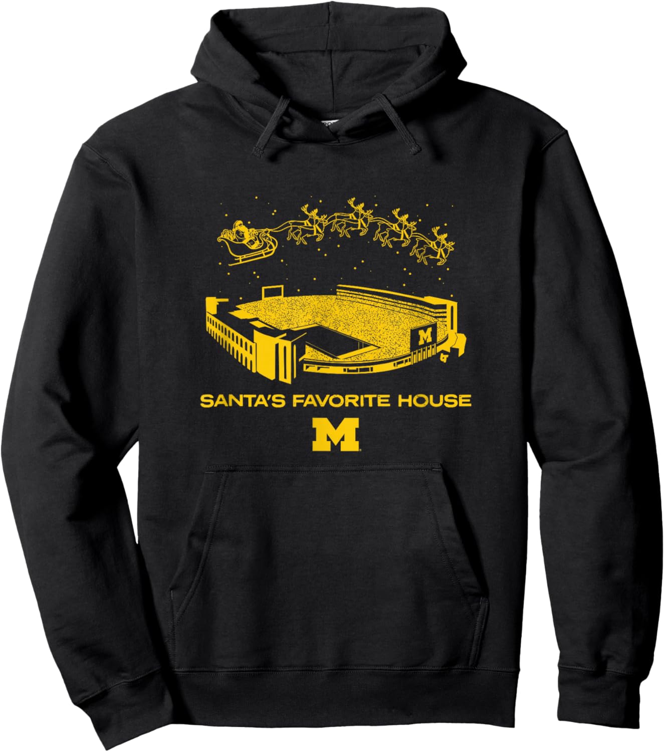 Santa's Favorite House - Michigan Wolverines Football Hoodie - Hoodie | Black