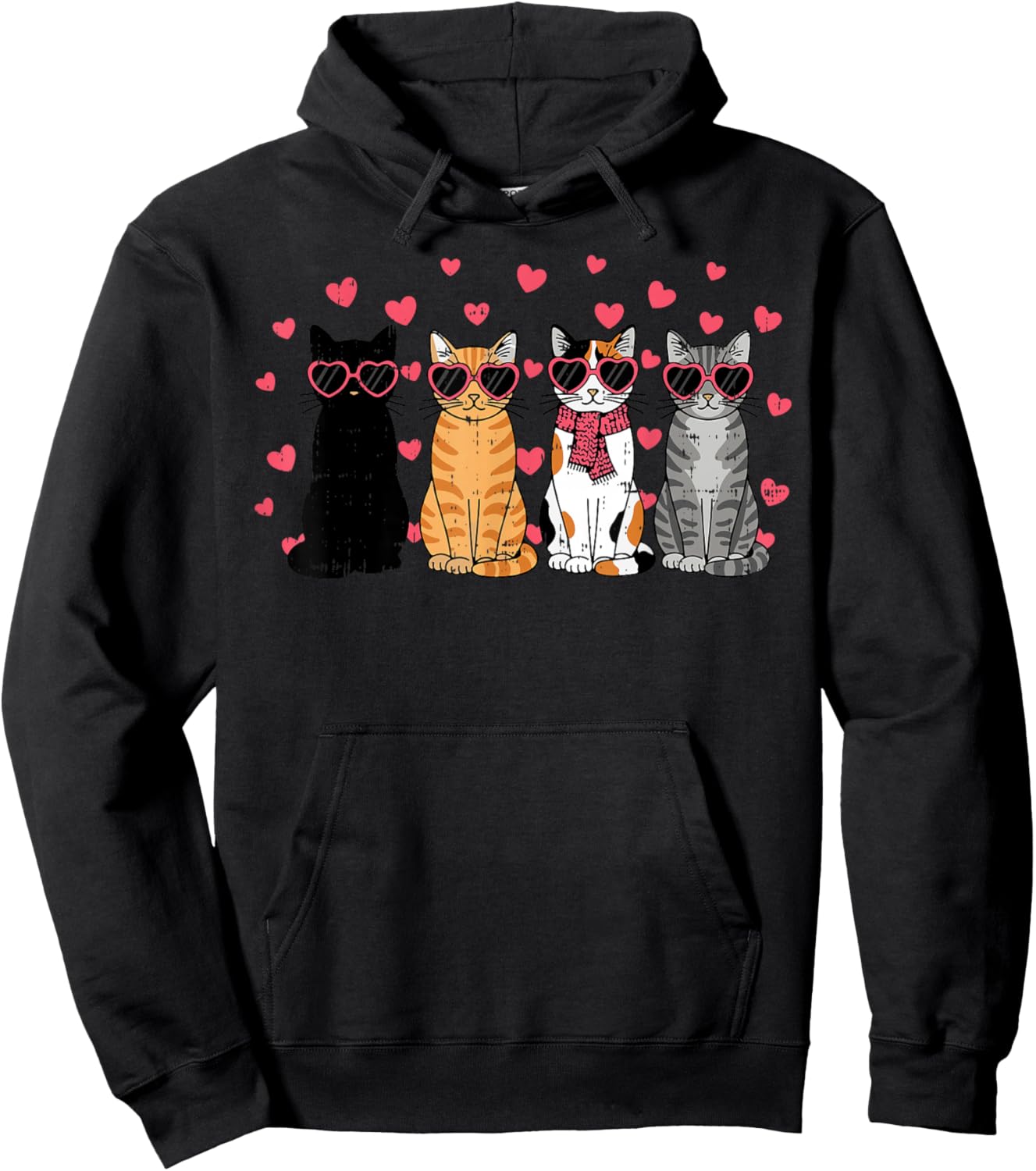 Cats Valentine Cat Kitten Valentines Day Men Women Kids Hoodie - Hoodie | Black