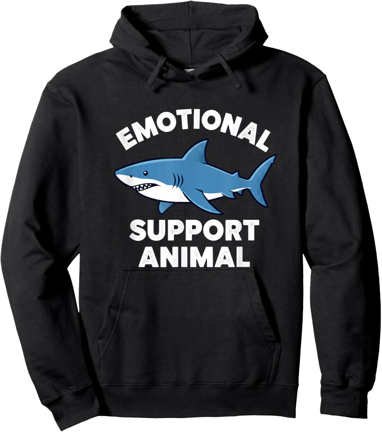 Emotional Support Animal Shark Funny Sea Creatures Humor Hoodie - Hoodie | Black