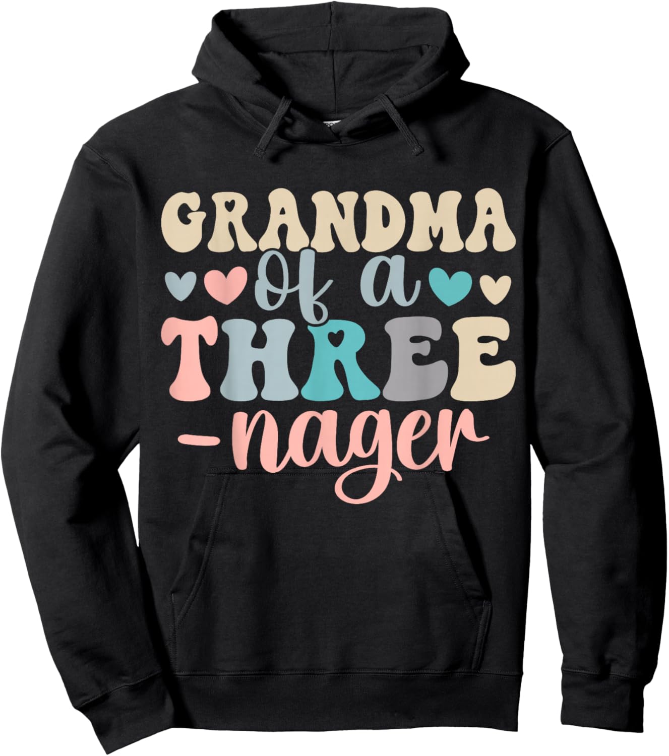 Grandma of A Threenager 3rd Birthday Matching Family Boho Hoodie - Hoodie | Black