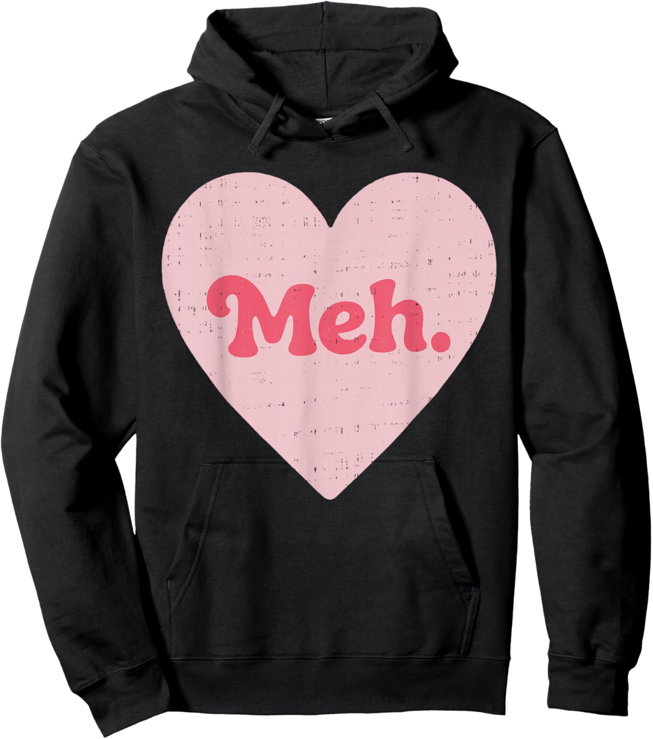 Meh Heart Anti Valentines Day Single Awareness Men Women Kid Hoodie - Hoodie | Black