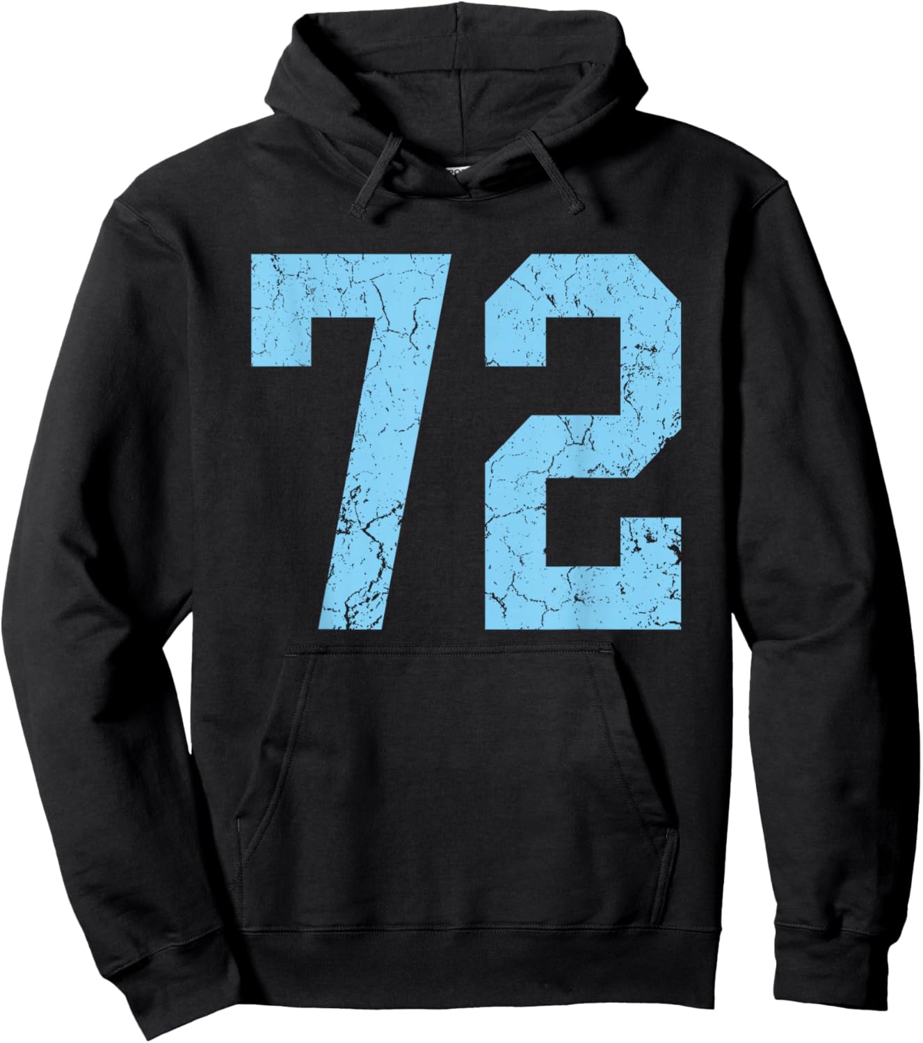 Distressed Baby Blue Number 72 Jersey Player Uniform #72 Hoodie - Hoodie | Black