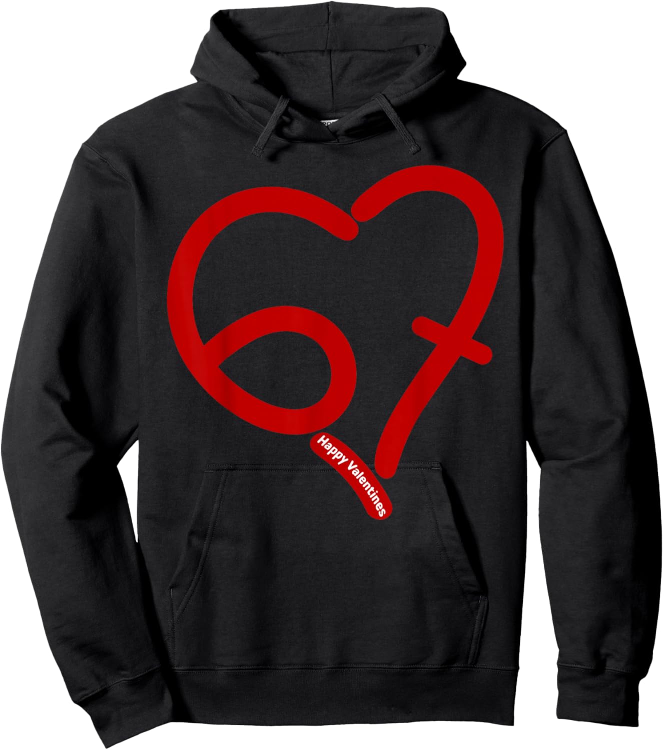 Six Seven Heart 67 Meme 6 7 Valentines Day Teens Boys Kids Hoodie - Hoodie | Black