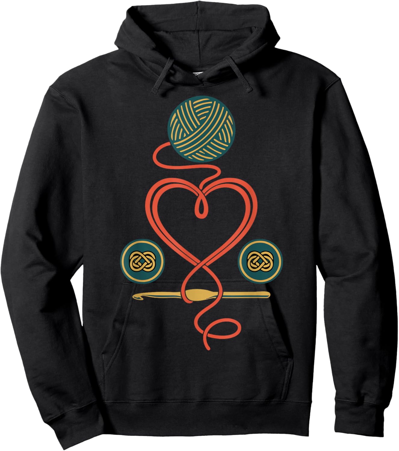 Funny Crochet Heart Yarn Crochet Hook Lovers Hoodie - Hoodie | Black
