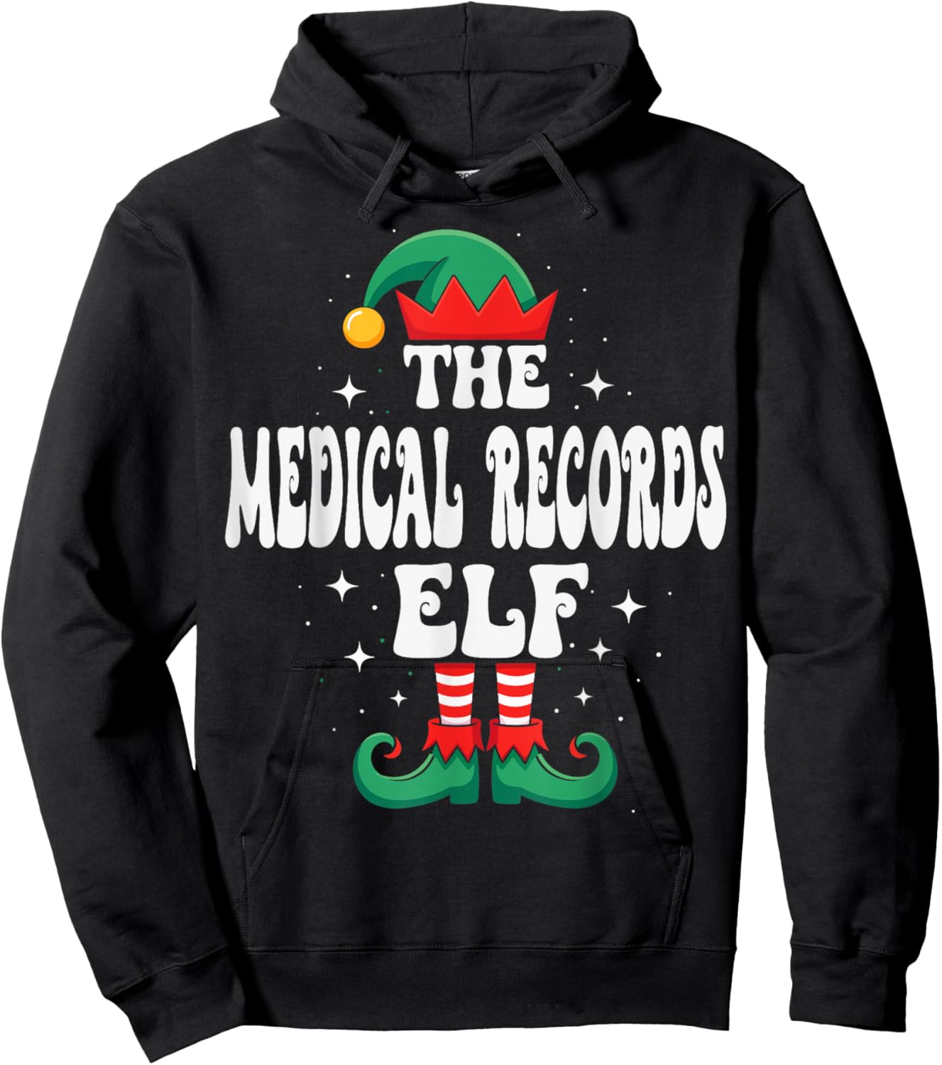 The Medical Records Elf Funny Christmas Matching Family Hoodie - Hoodie | Black