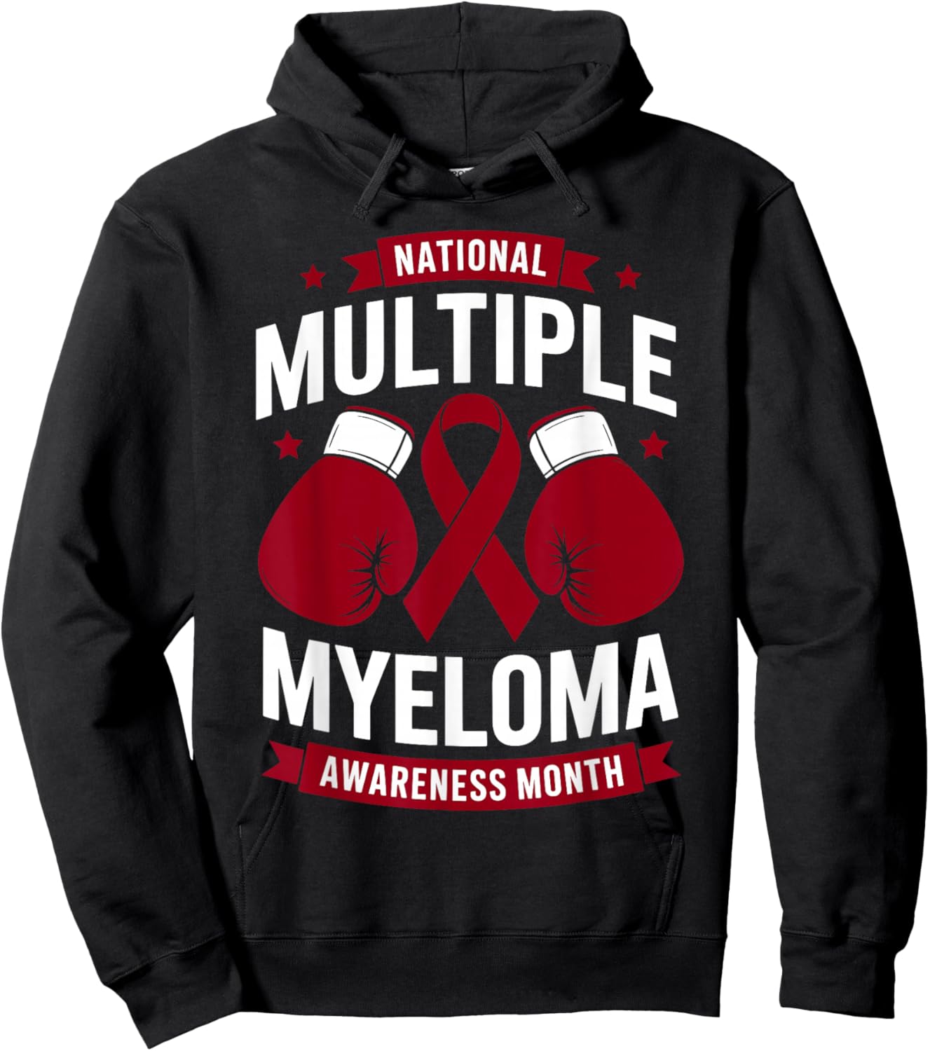 National Multiple Myeloma Awareness Month Burgundy Ribbon Hoodie - Hoodie | Black