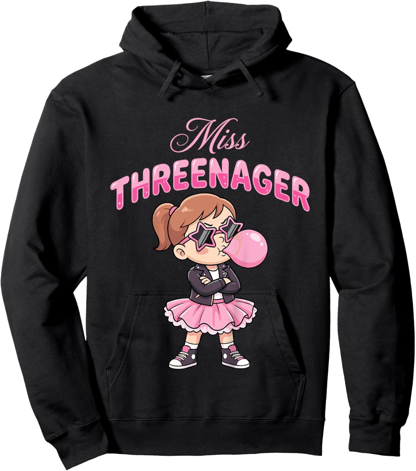 Funny Miss Threenager 3rd Birthday 3 Years Girls Hoodie - Hoodie | Black