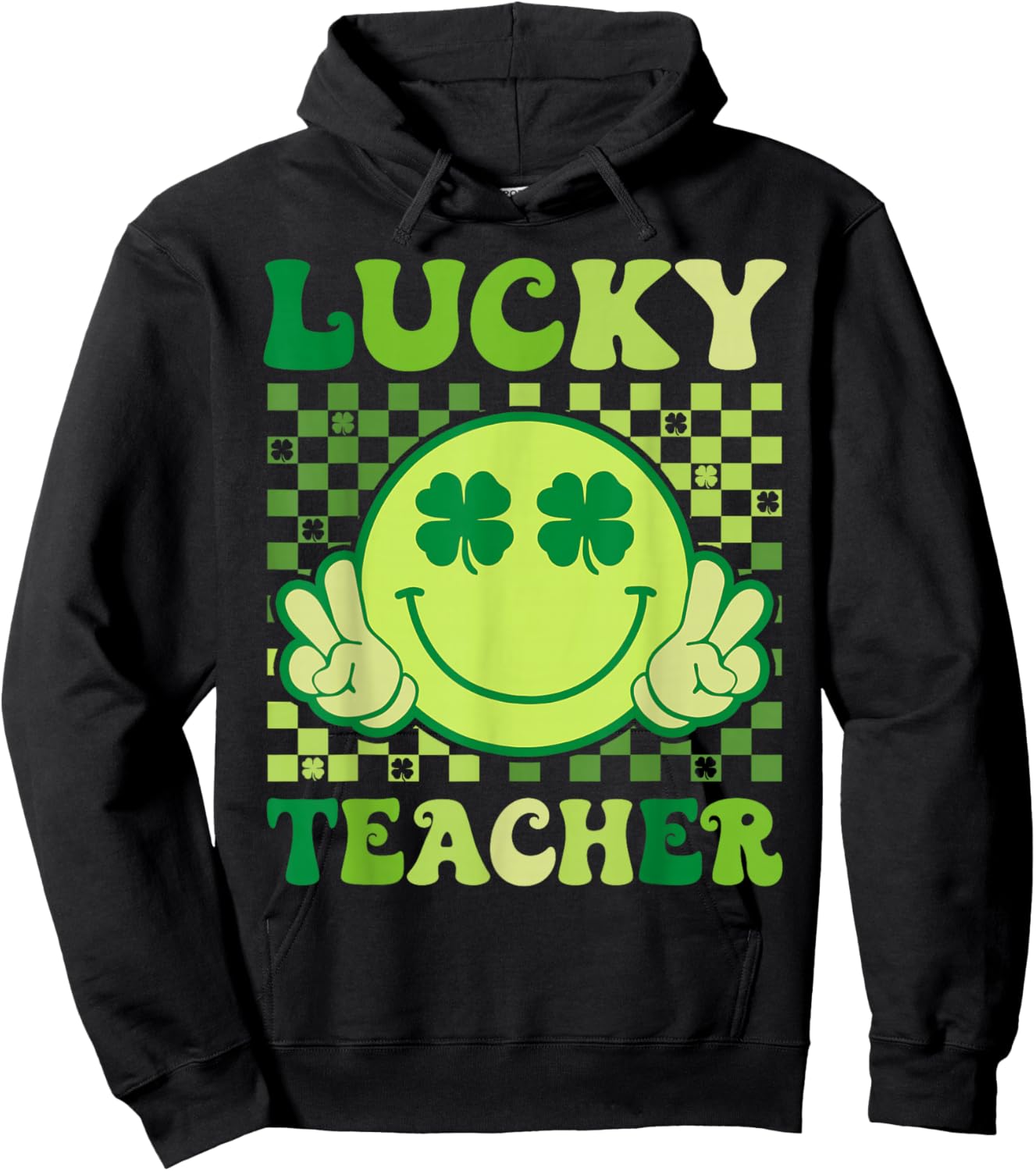 Groovy St Patricks Day Lucky Teacher Saint Paddys Men Women Hoodie - Hoodie | Black