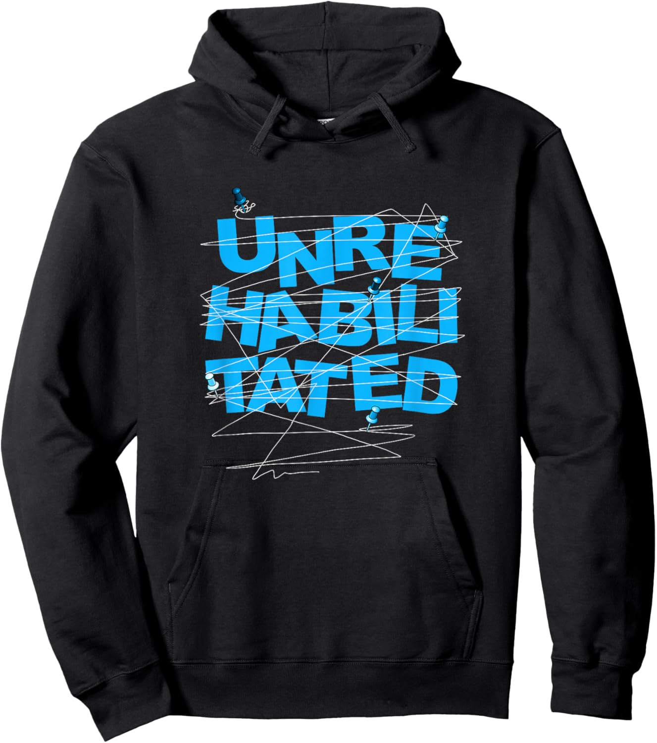 Blue Color Unrehabilitated Blue Graphic Hoodie - Hoodie | Black