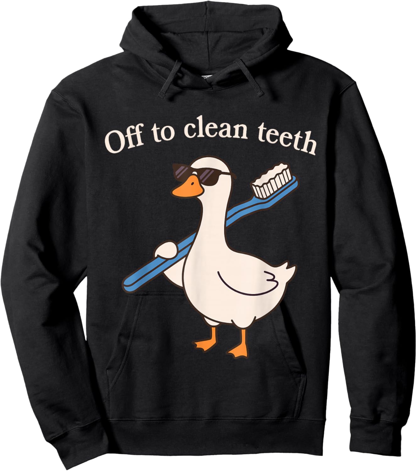 Off to Clean Teeth Funny Goose Dentist Dental Hygienist Hoodie - Hoodie | Black