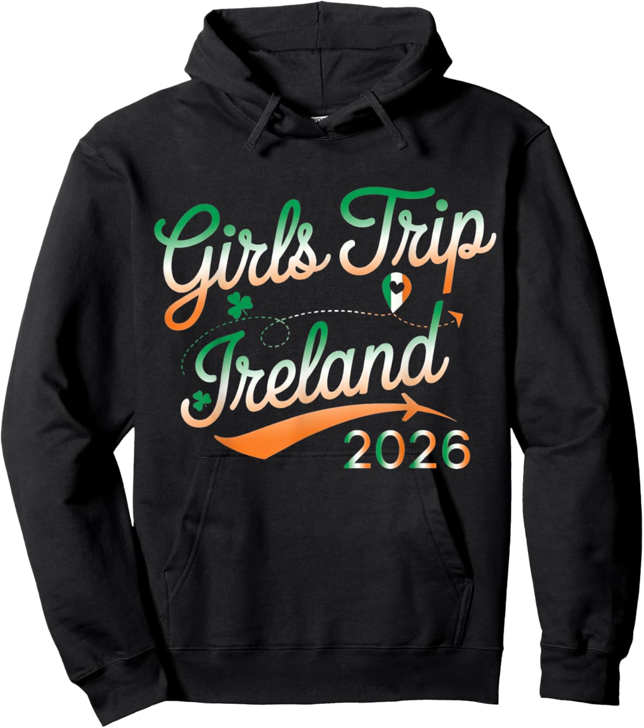 Ireland Girls Trip 2026 Matching Group Vacation Irish Flag Hoodie - Hoodie | Black