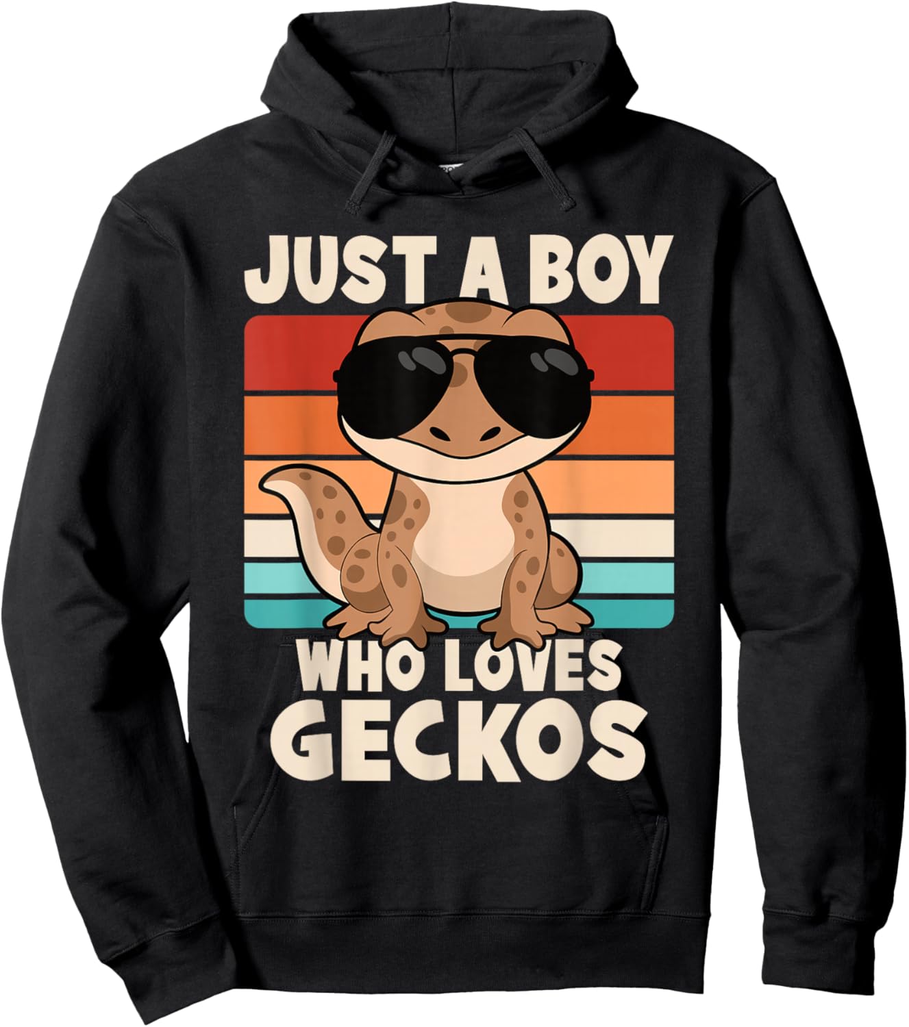 Just A Boy Who Loves Geckos Funny Leopard Gecko Lizard Kids Hoodie - Hoodie | Black