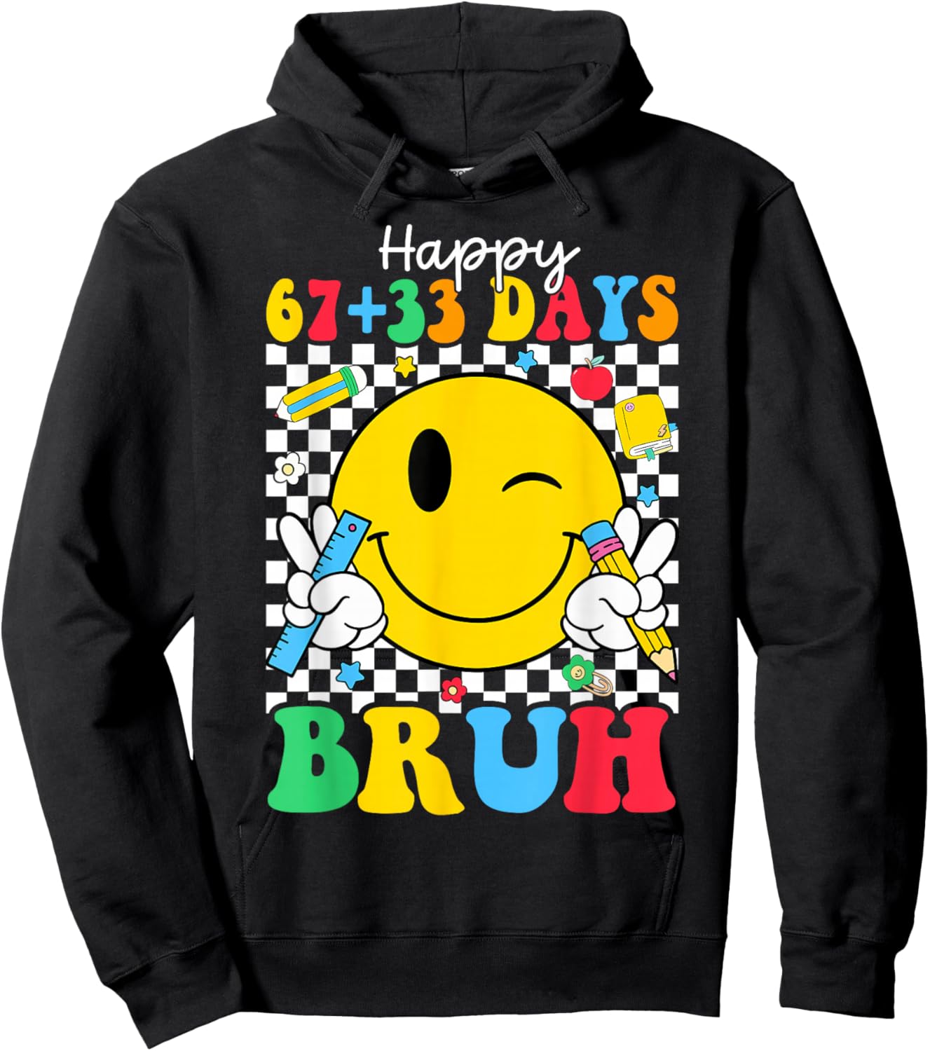 Happy 67 33 Days of School 100th Day of School Kids Teacher Hoodie - Hoodie | Black