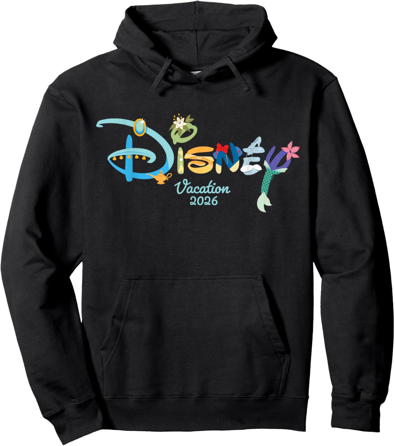 Disney Princess Letters Logo Matching Disney Vacation 2026 Hoodie - Hoodie | Black