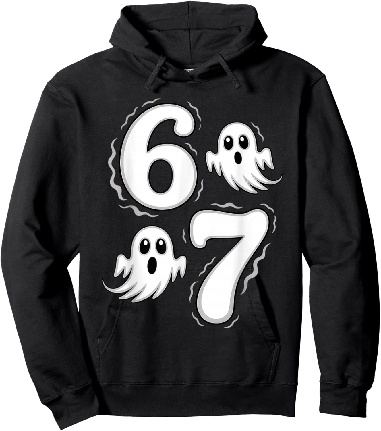 67 Meme Six Seven 6 7 Halloween Ghost Funny Brainrot Hoodie - Hoodie | Black