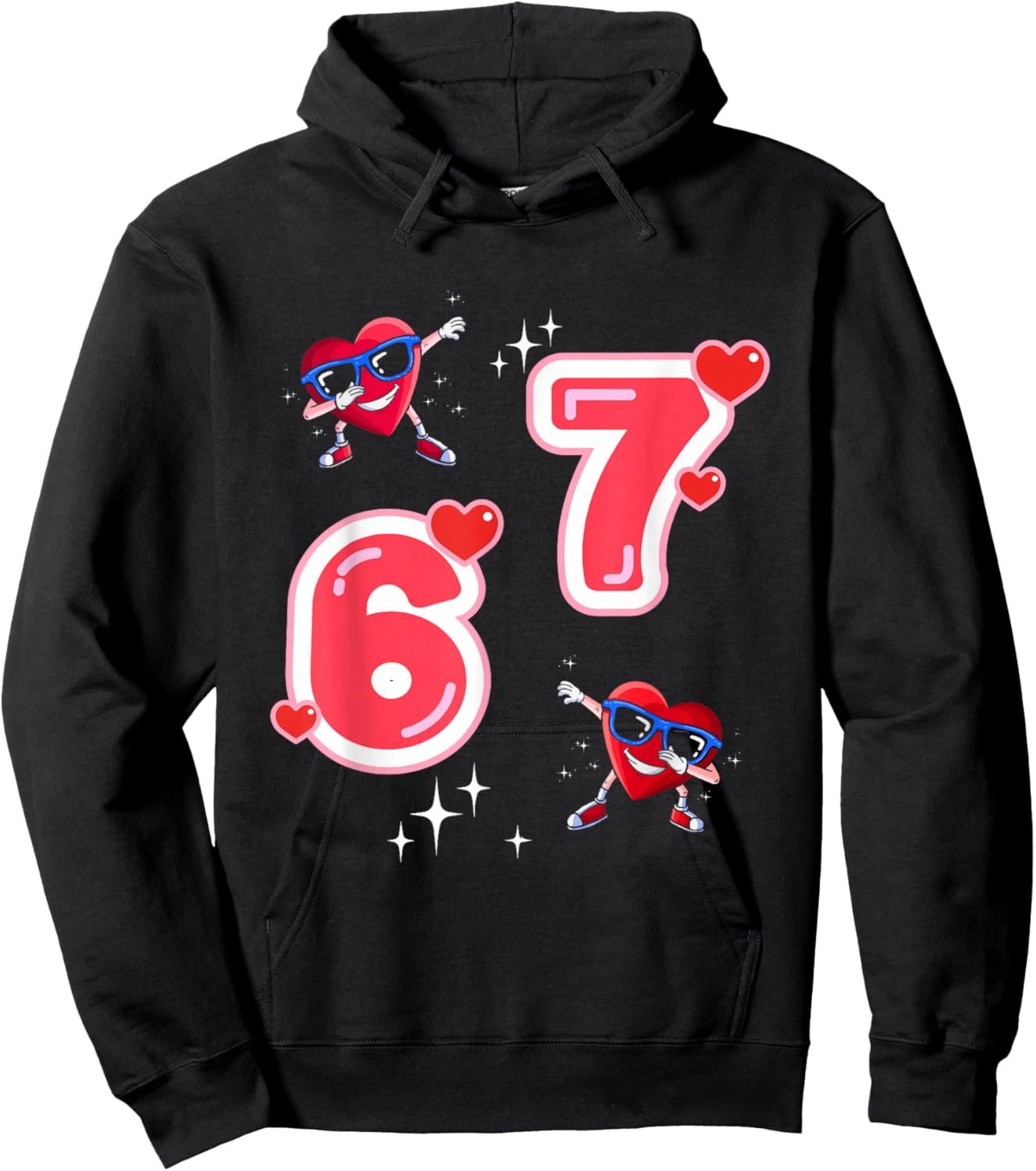 67 Valentines Shirt 67 Hearts Dabbing Valentine Six Seven Hoodie - Hoodie | Black