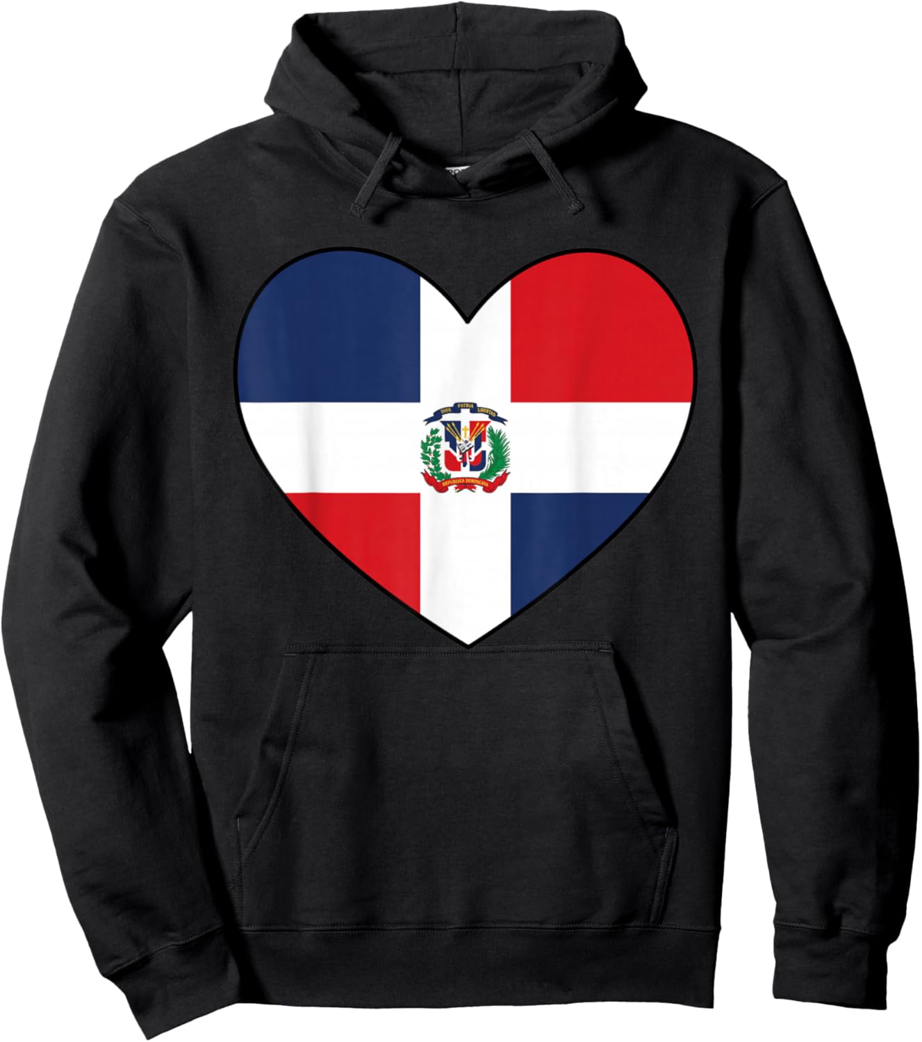 Dominican Republic Flag Patriotic Heart Men Women Kids Hoodie - Hoodie | Black