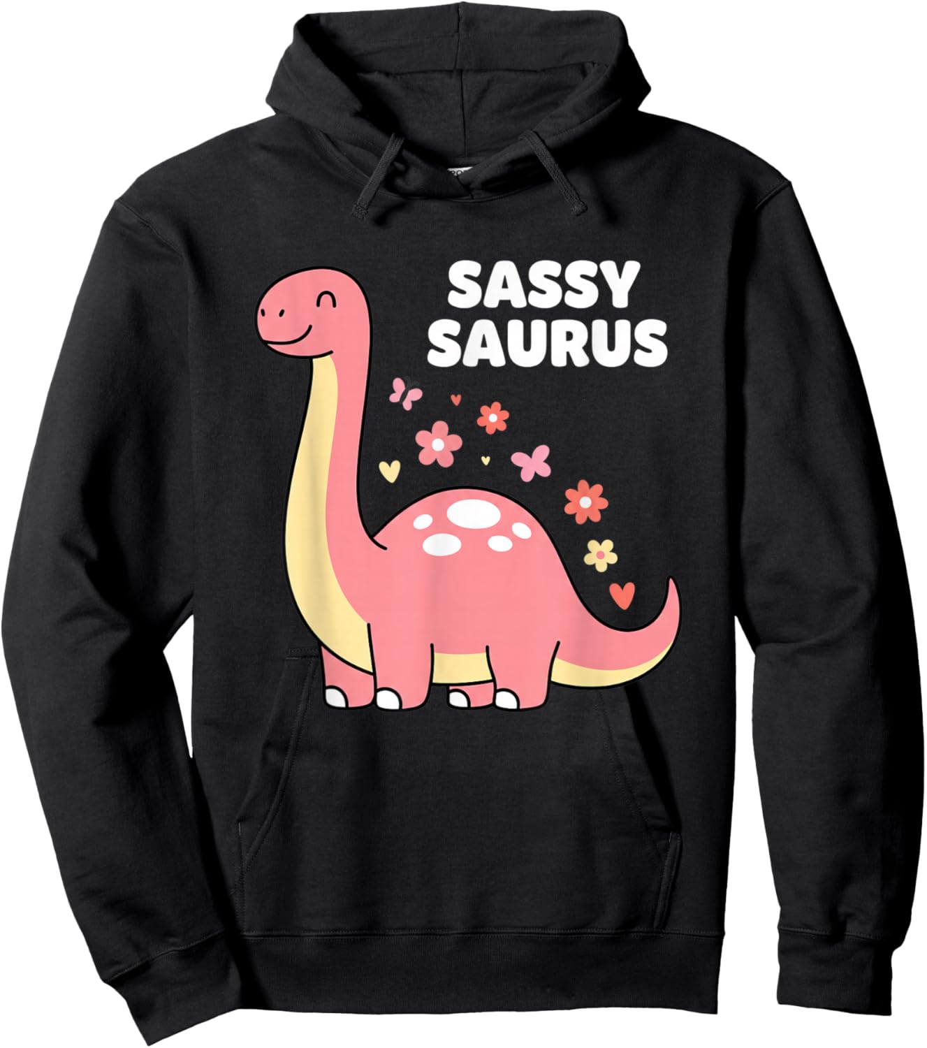 Mythical & Prehistoric Sassy Saurus Cute Dino Design ForKids Hoodie - Hoodie | Black